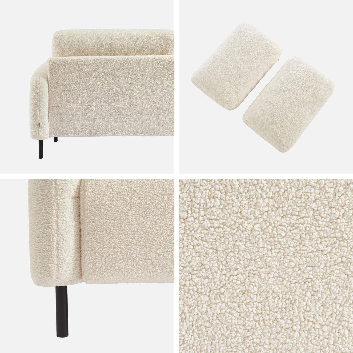 Driezitsbank met eucalyptus frame, witte boucléstof en metalen onderstel, Teddy,sweeek,Photo5