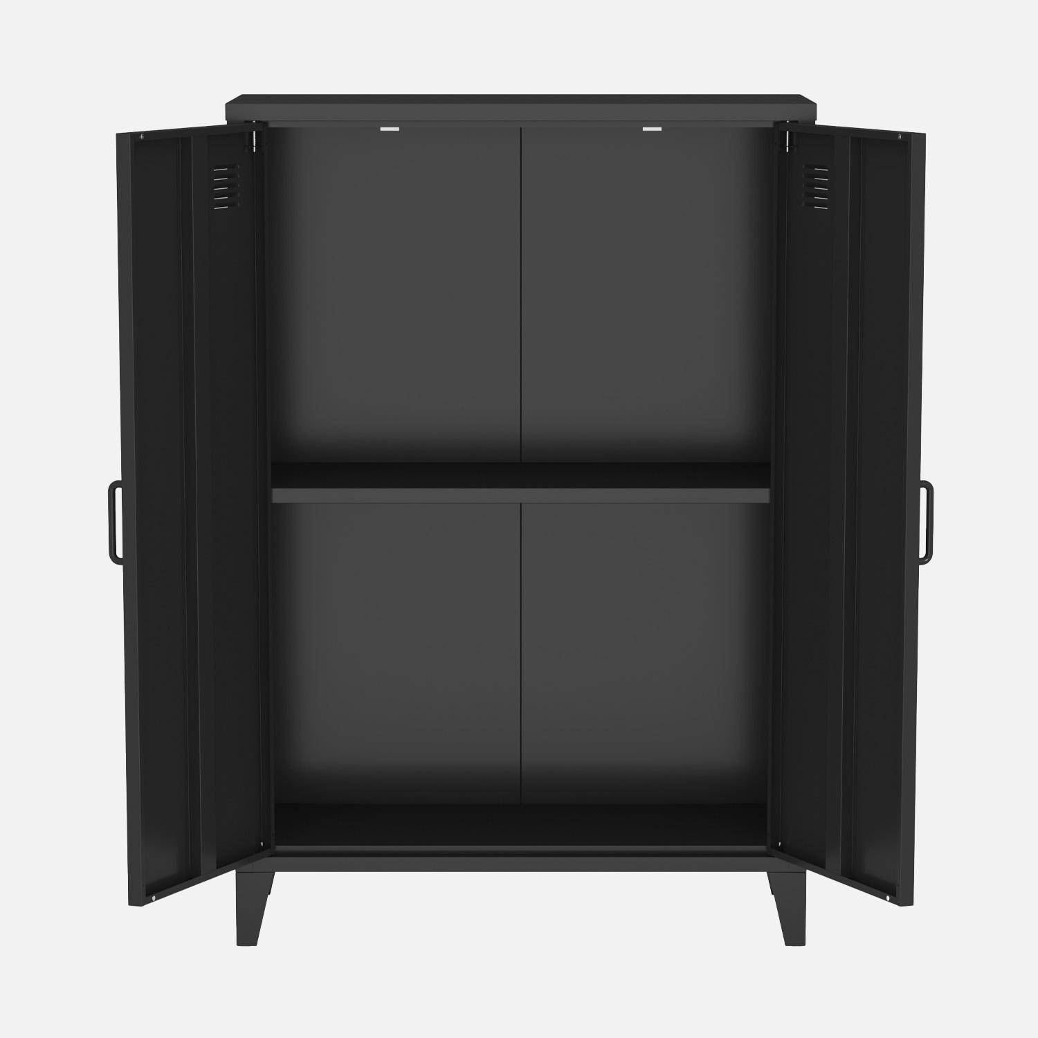 Lot de 2 commodes/armoires métal 2 portes Soho noir, casiers, L 75 x P 33 x H 110 cm,sweeek,Photo3