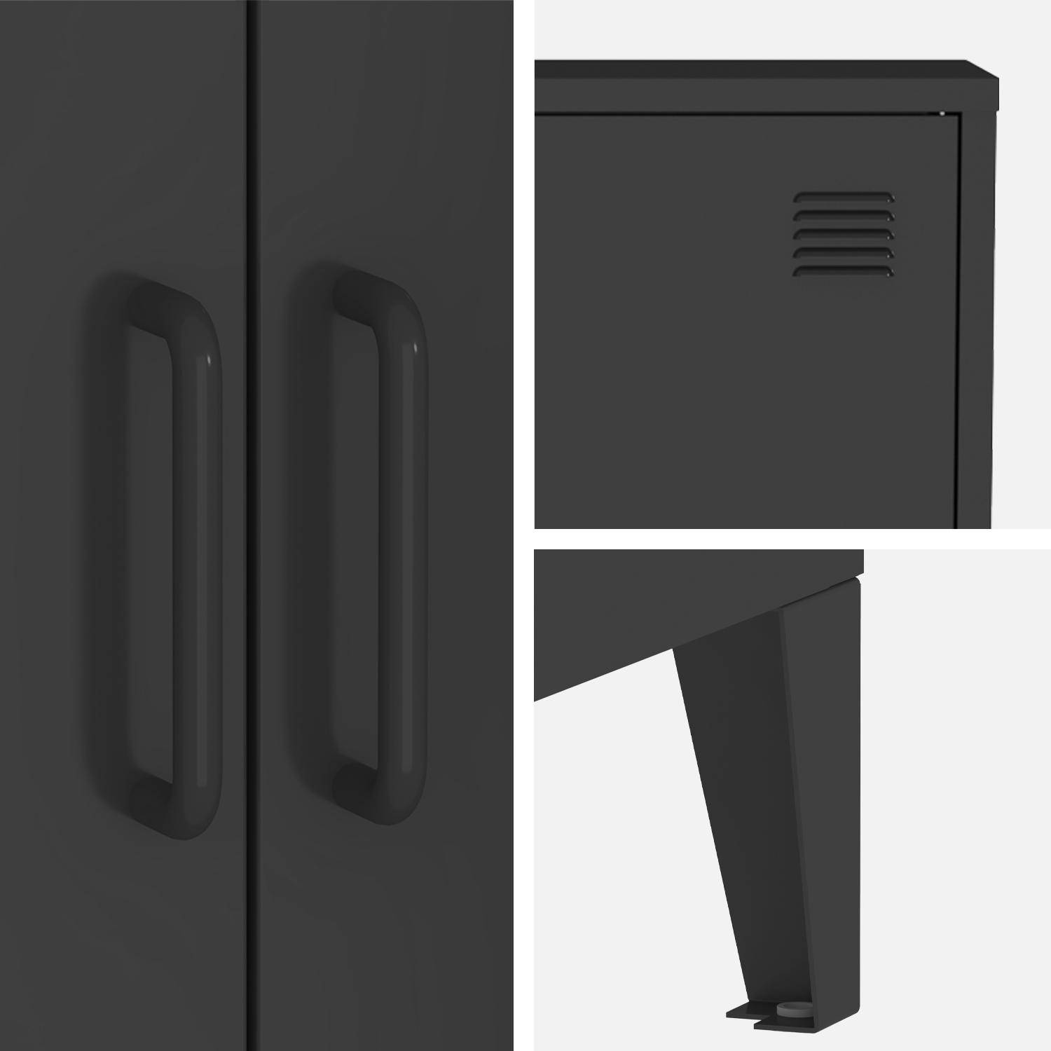Set di 2 armadio in metallo, 2 porte, Soho, Nero, 75x33x110 cm Photo5