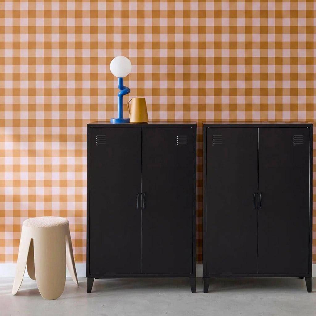 Lot de 2 commodes/armoires métal 2 portes Soho noir, casiers, L 75 x P 33 x H 110 cm,sweeek,Photo1