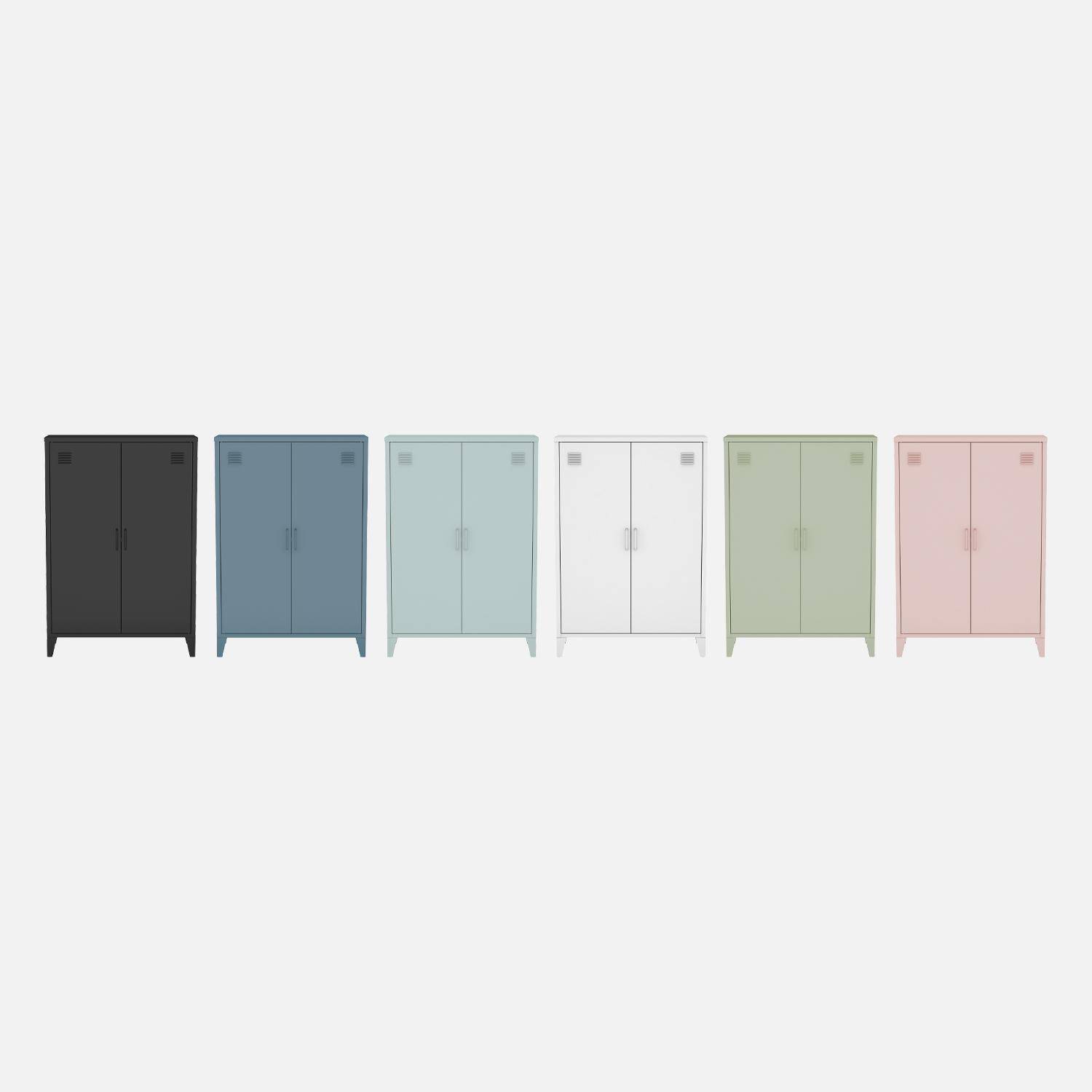 Set di 2 armadio in metallo, 2 porte, Soho, Nero, 75x33x110 cm Photo6