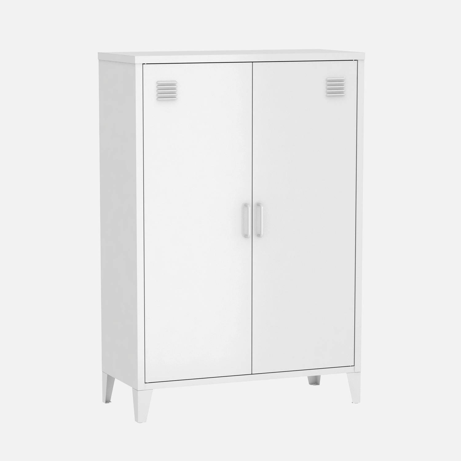 2er-Set Kommoden/Schränke aus Metall 2 Türen weiß B 75 x T 33 x H 110 cm - Soho,sweeek,Photo2