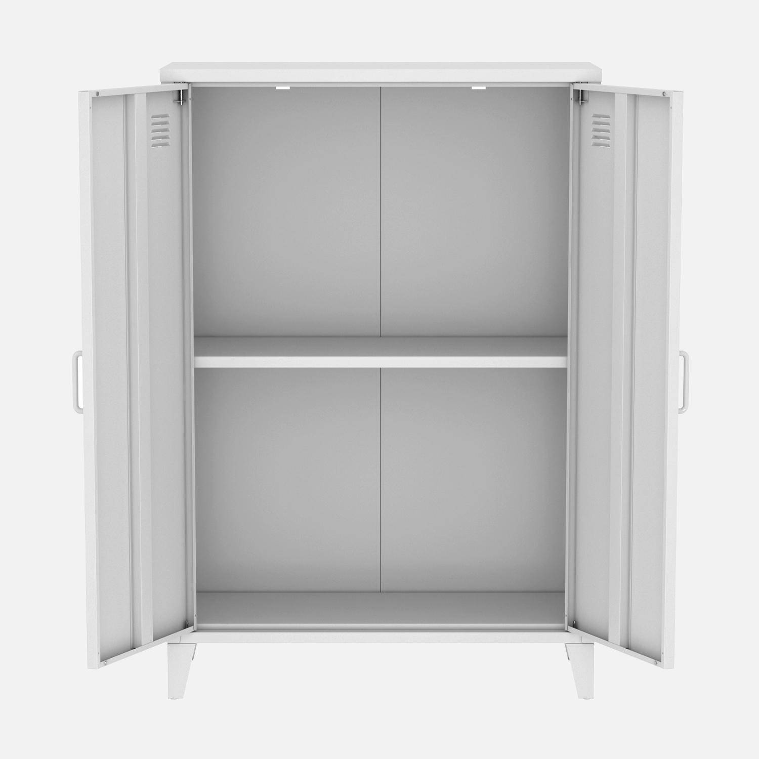 2er-Set Kommoden/Schränke aus Metall 2 Türen weiß B 75 x T 33 x H 110 cm - Soho Photo4