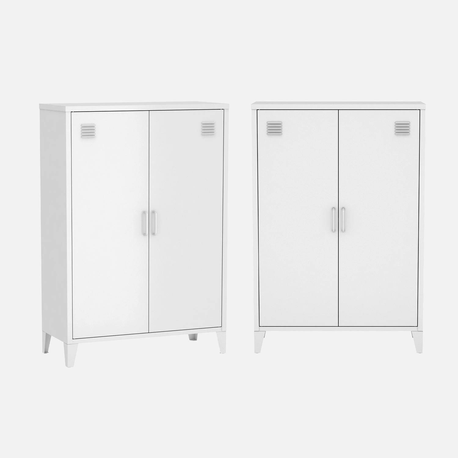 2er-Set Kommoden/Schränke aus Metall 2 Türen weiß B 75 x T 33 x H 110 cm - Soho Photo1