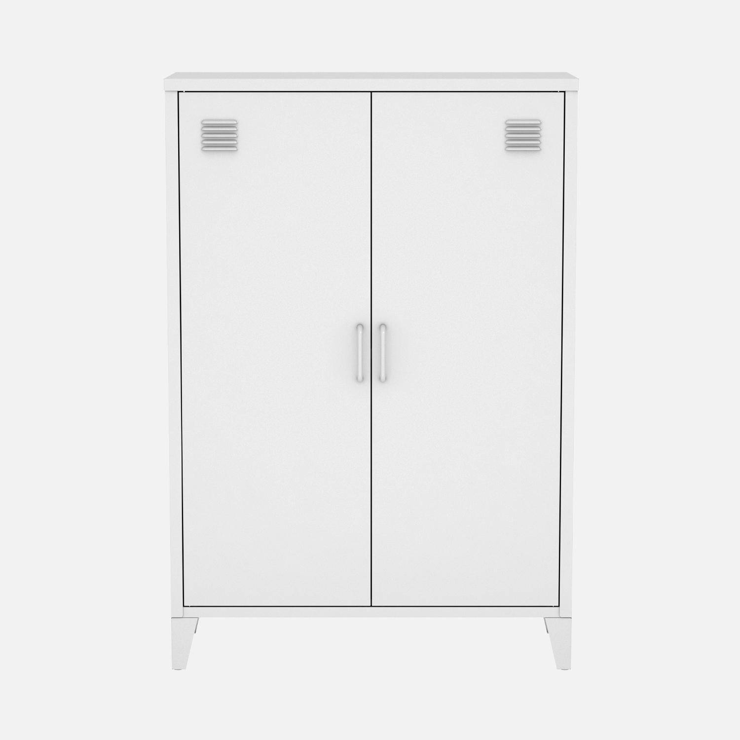 2er-Set Kommoden/Schränke aus Metall 2 Türen weiß B 75 x T 33 x H 110 cm - Soho Photo3
