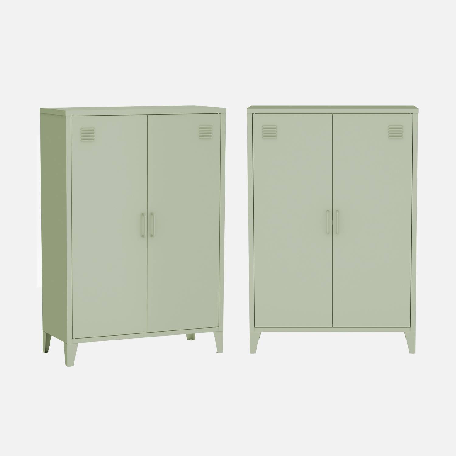 Lot de 2 commodes métal 2 portes vert