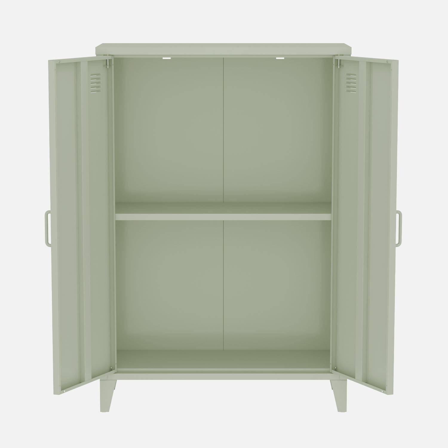 Lot de 2 commodes/armoires métal 2 portes Soho vert, casiers,  L 75 x P 33 x H 110 cm,sweeek,Photo3