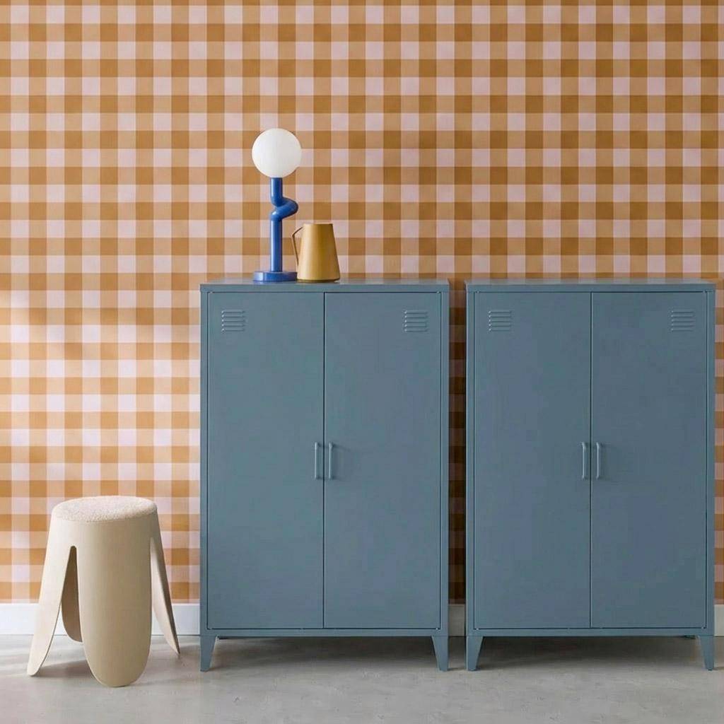 Industriële metalen kasten met 2 deuren (set van 2) donkerblauw L 75 x B 33 x H 110 cm - Soho,sweeek,Photo1