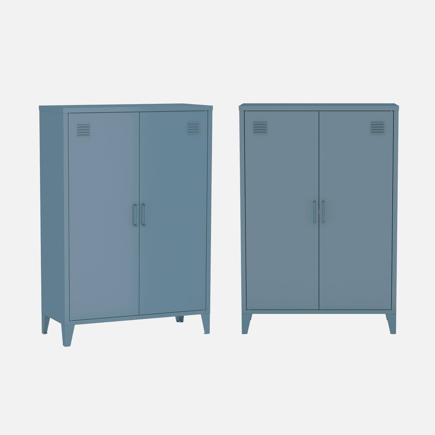 Industriële metalen kasten met 2 deuren (set van 2) donkerblauw L 75 x B 33 x H 110 cm - Soho,sweeek,Photo2