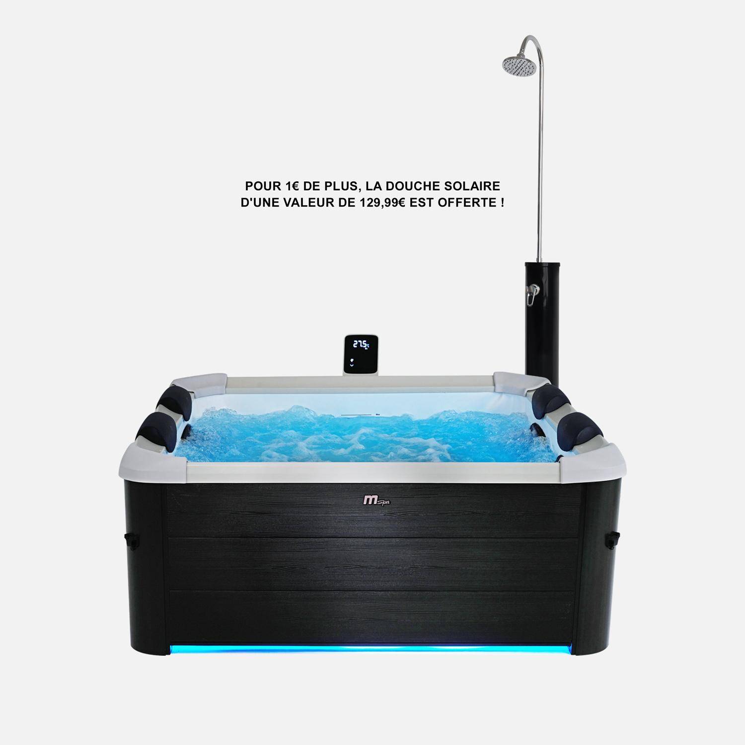 Spa 6 lugares, hidromassagens, 4 almofadas, capa incluída + chuveiro solar, Oslo Plus, Cinza, 180x180x65 cm Photo1