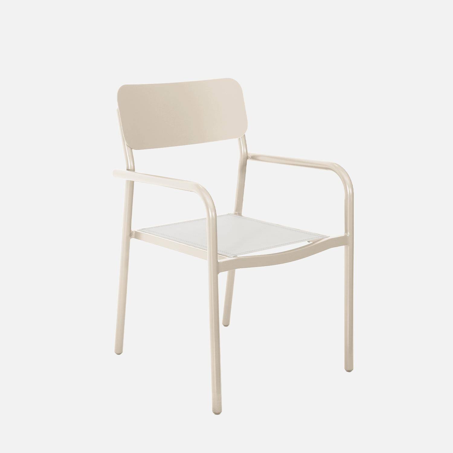 Table de jardin 1 banc et 4 fauteuils aluminium et textilène beige 220 x 100 x 75 cm Photo7
