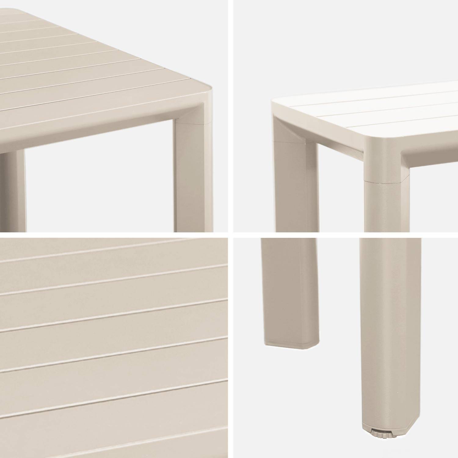 Table de jardin 1 banc et 4 fauteuils aluminium et textilène beige 220 x 100 x 75 cm Photo8