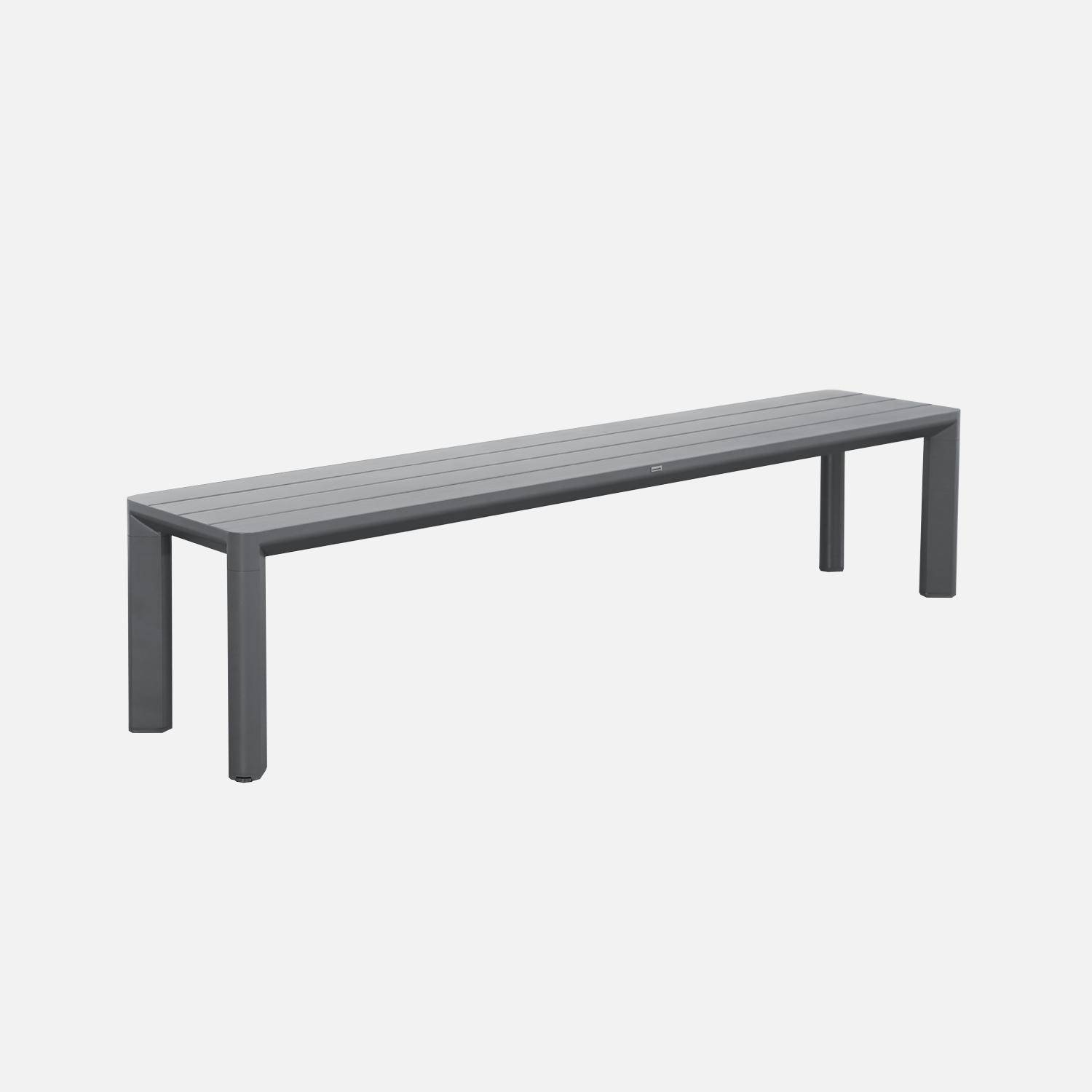 Table de jardin 1 banc et 4 fauteuils aluminium et textilène anthracite 220 x 100 x 75 cm Photo6