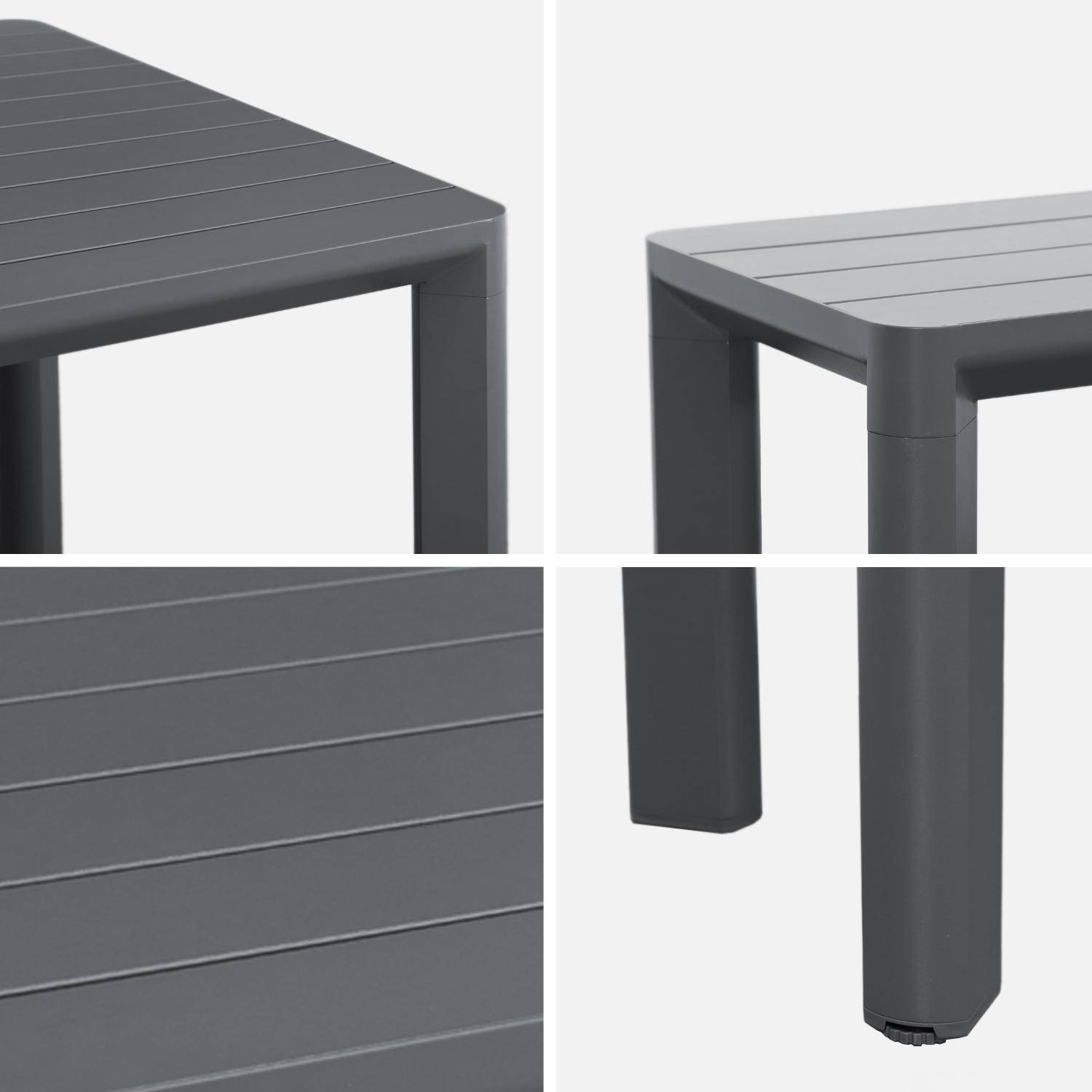 Table de jardin 1 banc et 4 fauteuils aluminium et textilène anthracite 220 x 100 x 75 cm Photo8