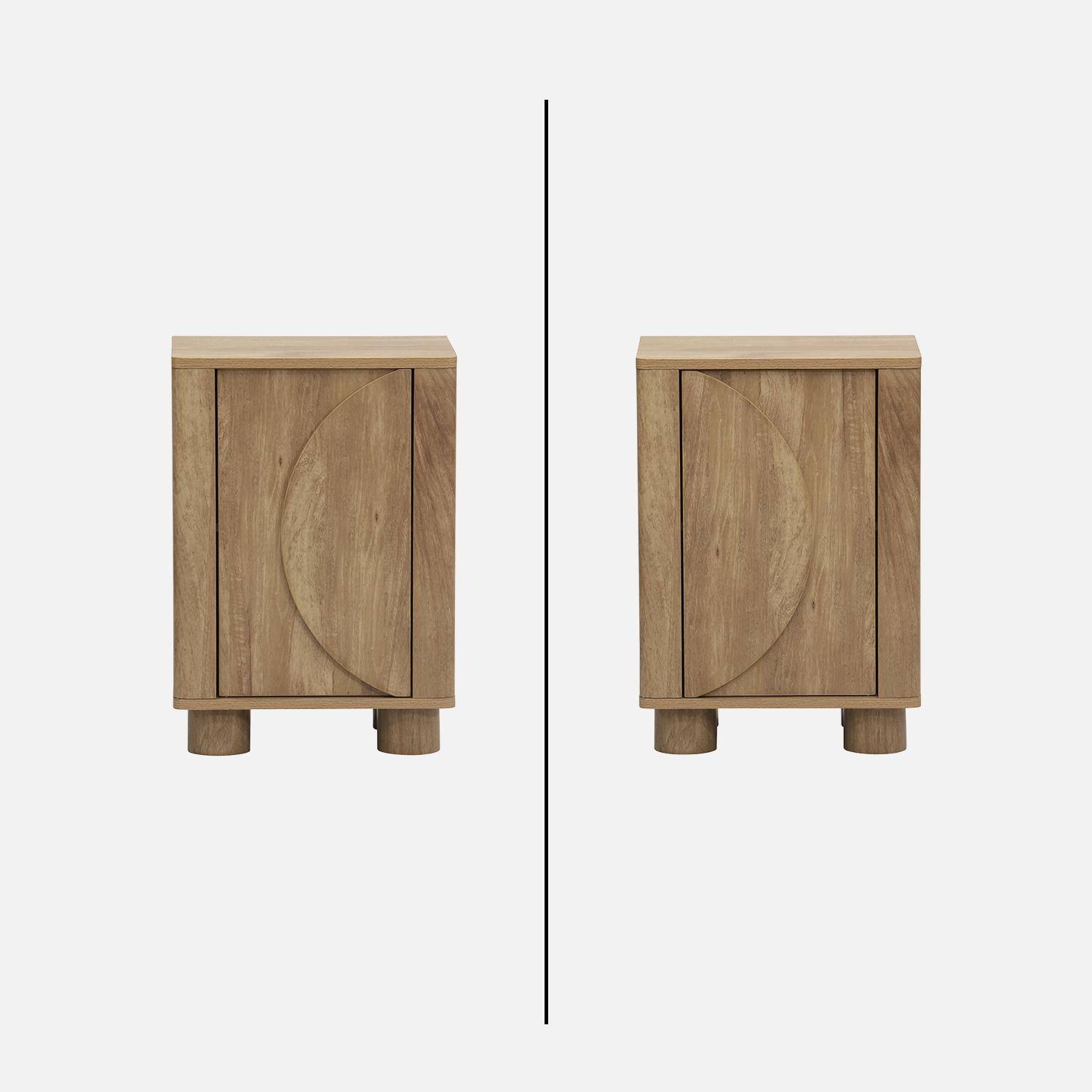 Mango wood effect bedside table with 1 reversible door - Pondi,sweeek,Photo5