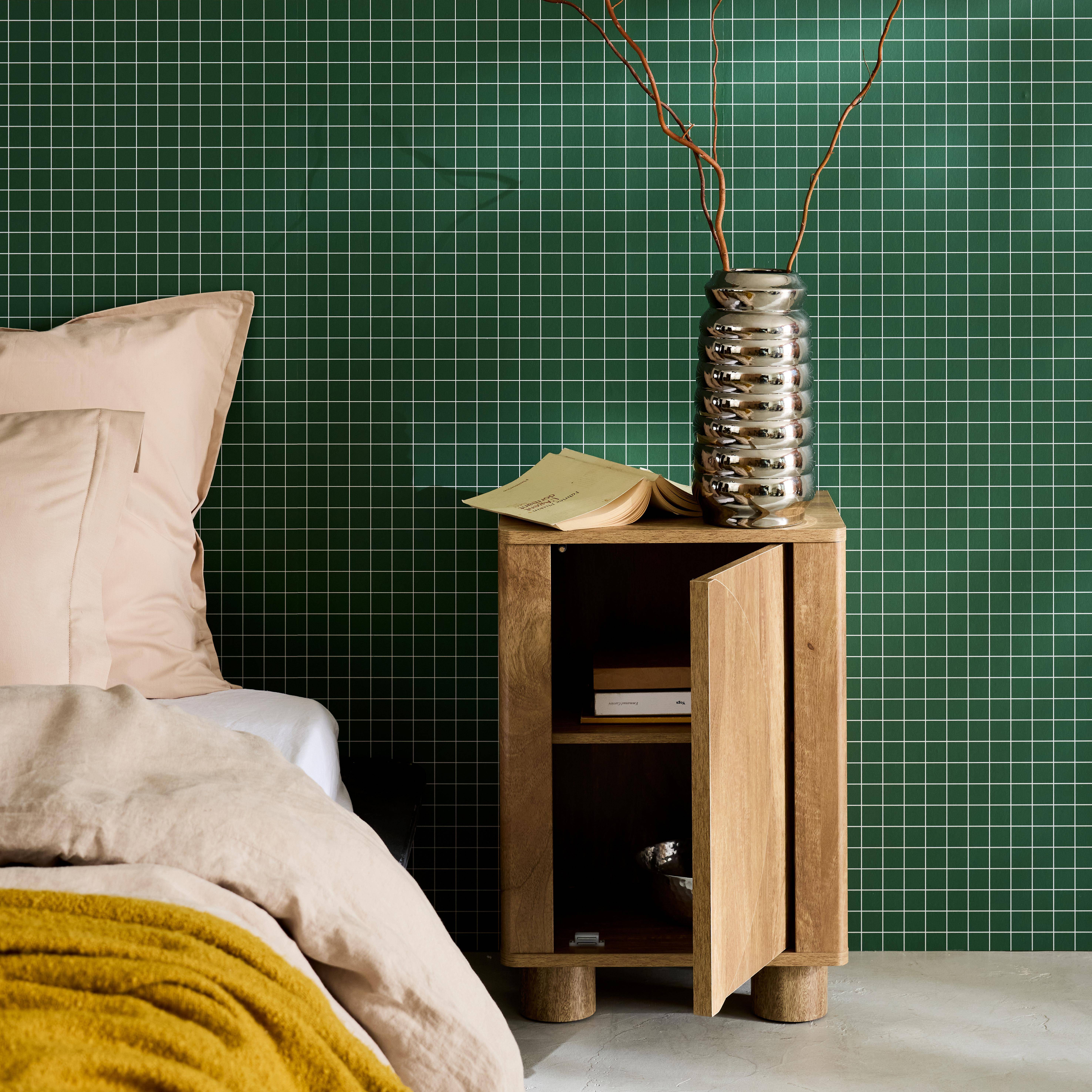 Mesa de cabeceira efeito madeira de mangueira, 1 porta, Pondi, Manguier, 40x30x57 cm Photo2