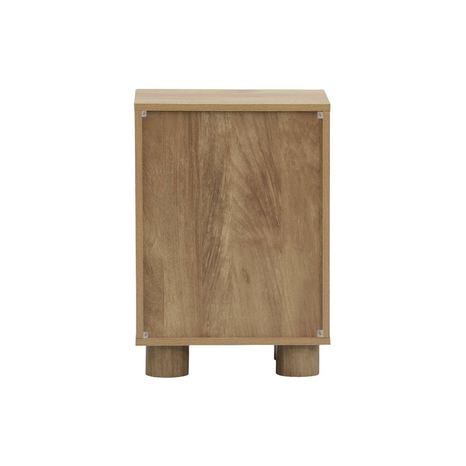 Mesita de noche efecto madera de mango con 1 puerta reversible, Pondi, Marrón dorado, 40x30x57 cm Photo6