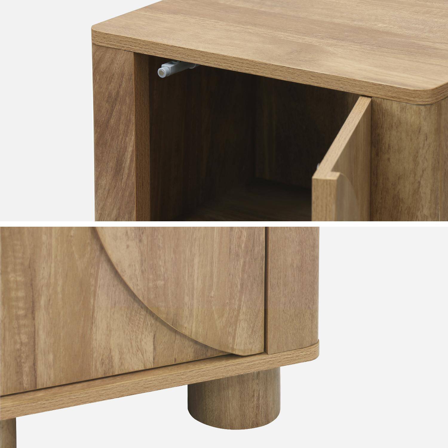 Mesita de noche efecto madera de mango con 1 puerta reversible, set de 2, Pondi, Marrón dorado, 40x30x57 cm Photo4