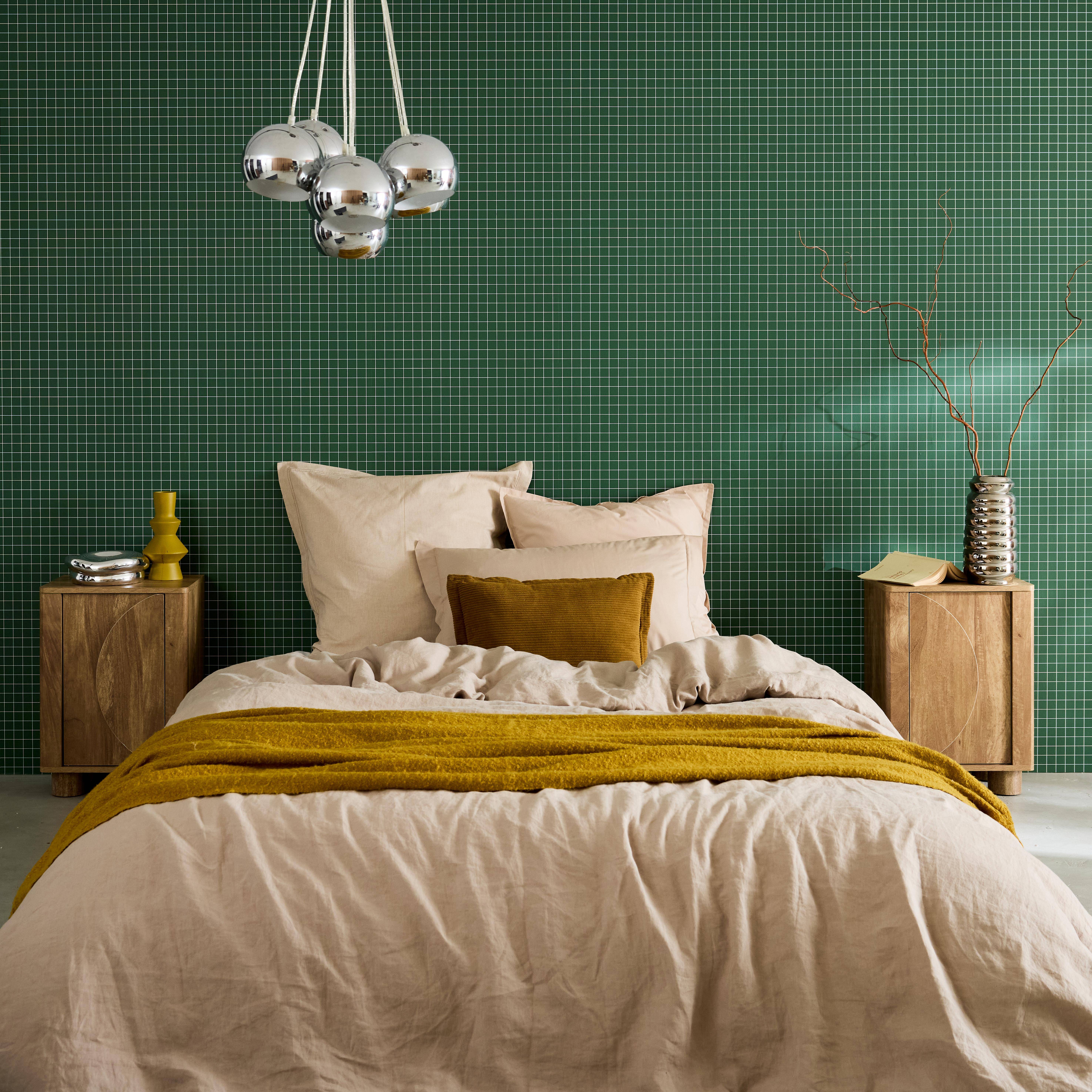 Set 2 comodini effetto legno di mango 1 anta reversibile, Pondi, Albero di mango, 40x30x57 cm Photo1