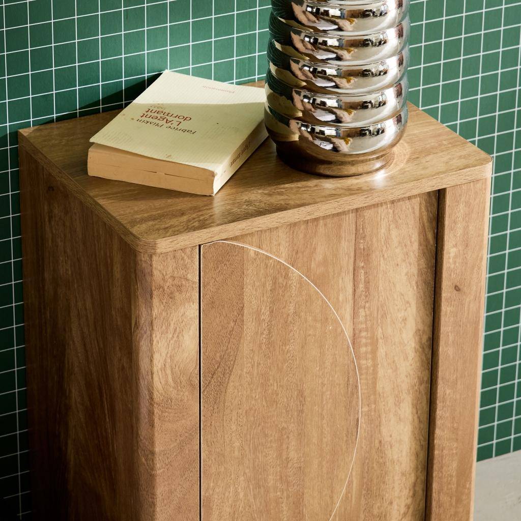 Set of 2 mango wood effect bedside tables, reversible door - Pondi,sweeek,Photo4