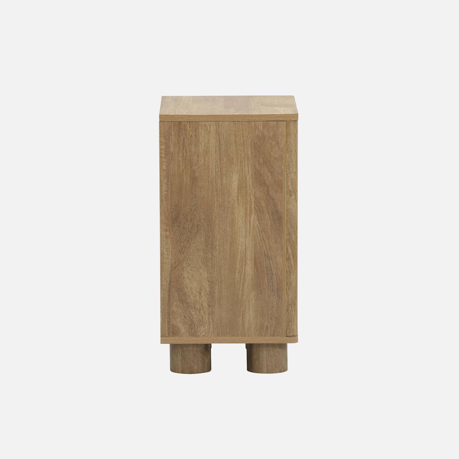 Mesita de noche efecto madera de mango con 1 puerta reversible, set de 2, Pondi, Marrón dorado, 40x30x57 cm,sweeek,Photo5