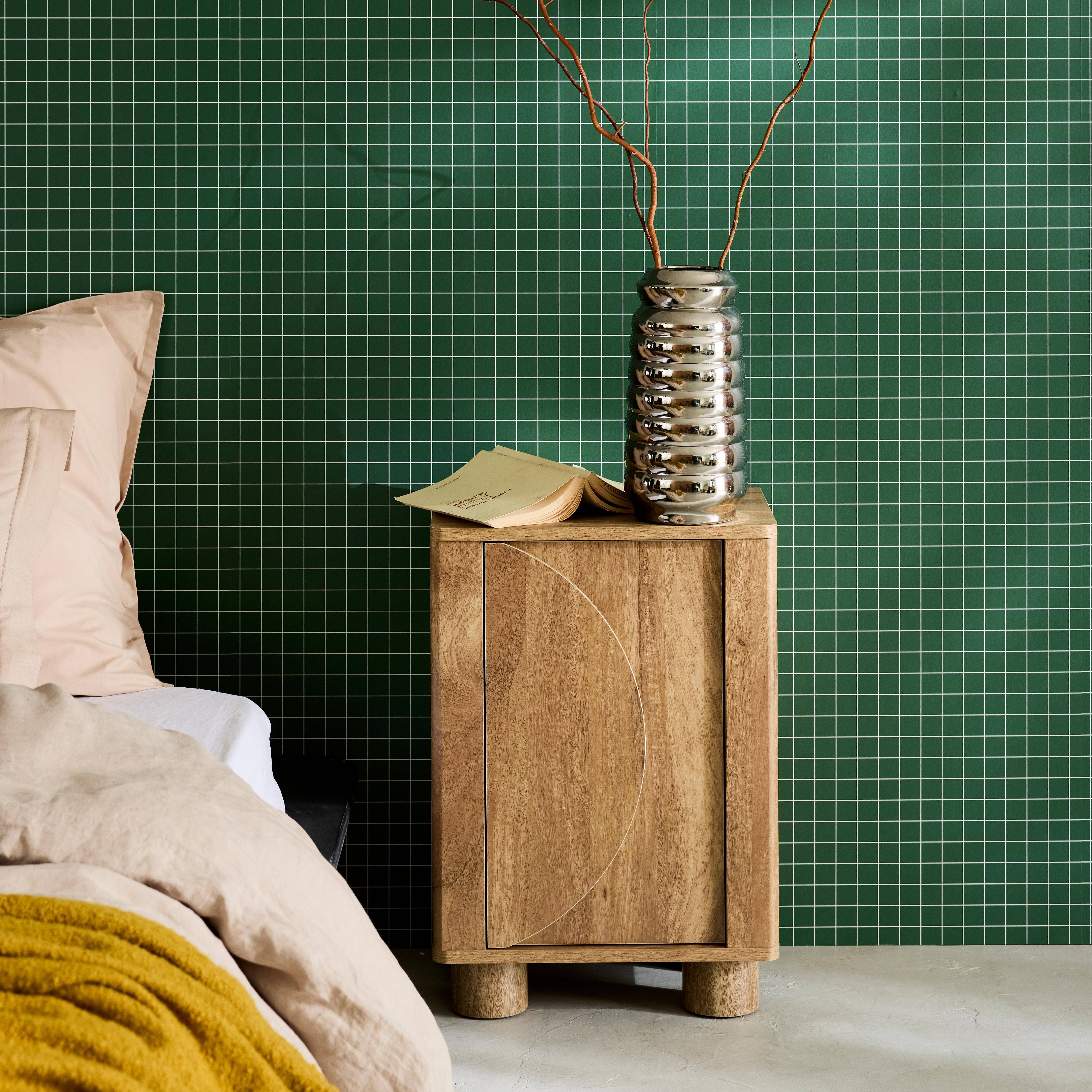 Set 2 comodini effetto legno di mango 1 anta reversibile, Pondi, Albero di mango, 40x30x57 cm,sweeek,Photo2