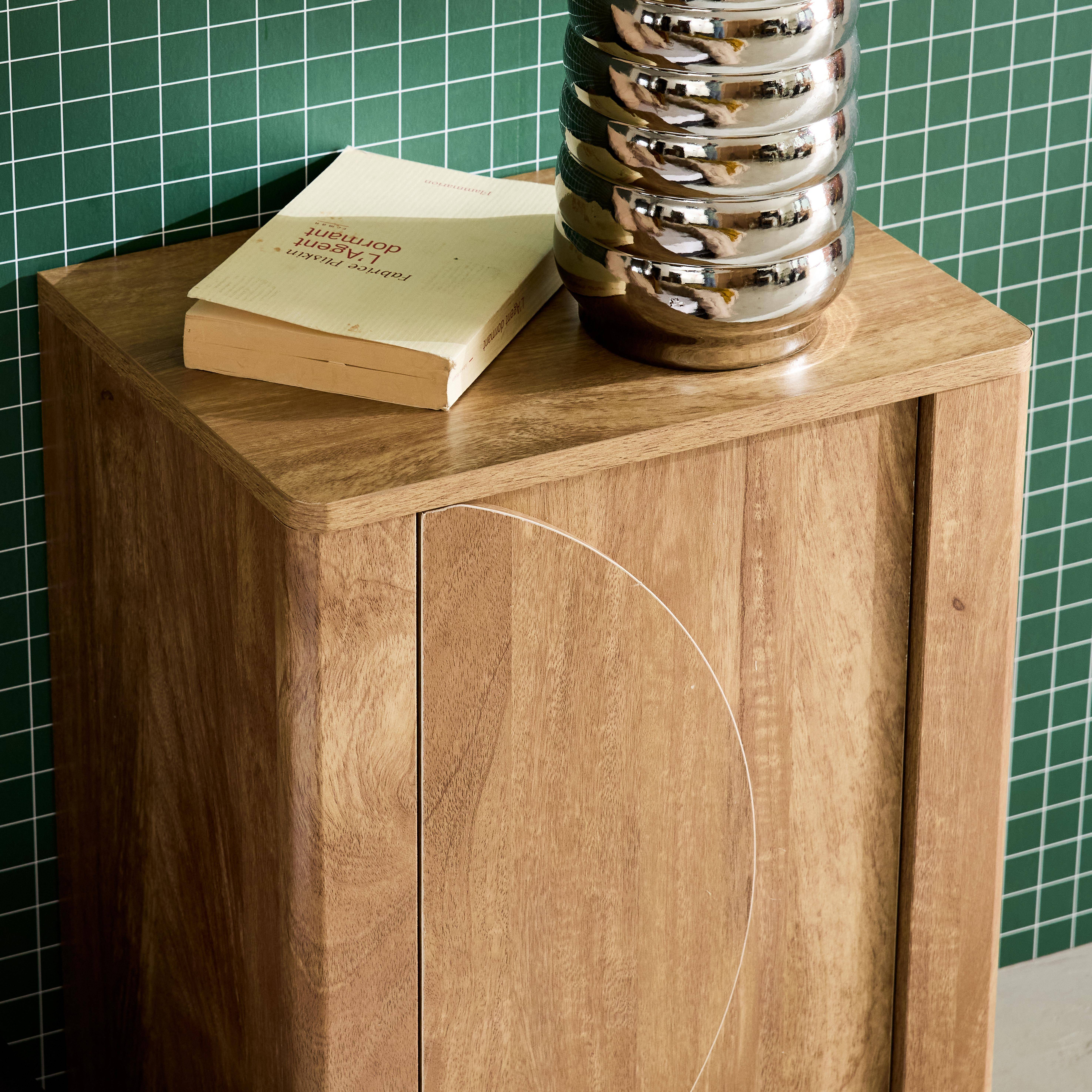 Set 2 comodini effetto legno di mango 1 anta reversibile, Pondi, Albero di mango, 40x30x57 cm Photo4