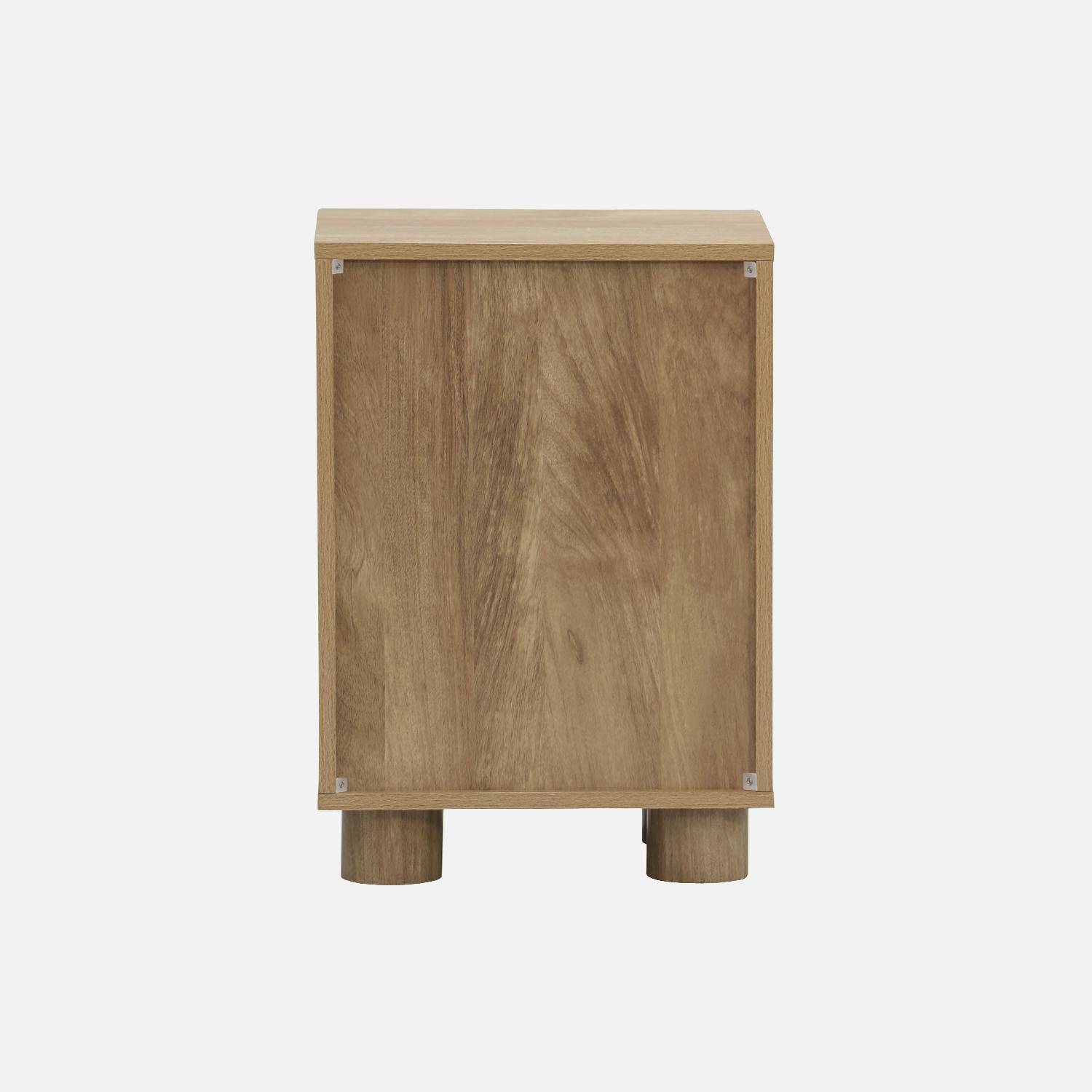 Mesita de noche efecto madera de mango con 1 puerta reversible, set de 2, Pondi, Marrón dorado, 40x30x57 cm Photo6