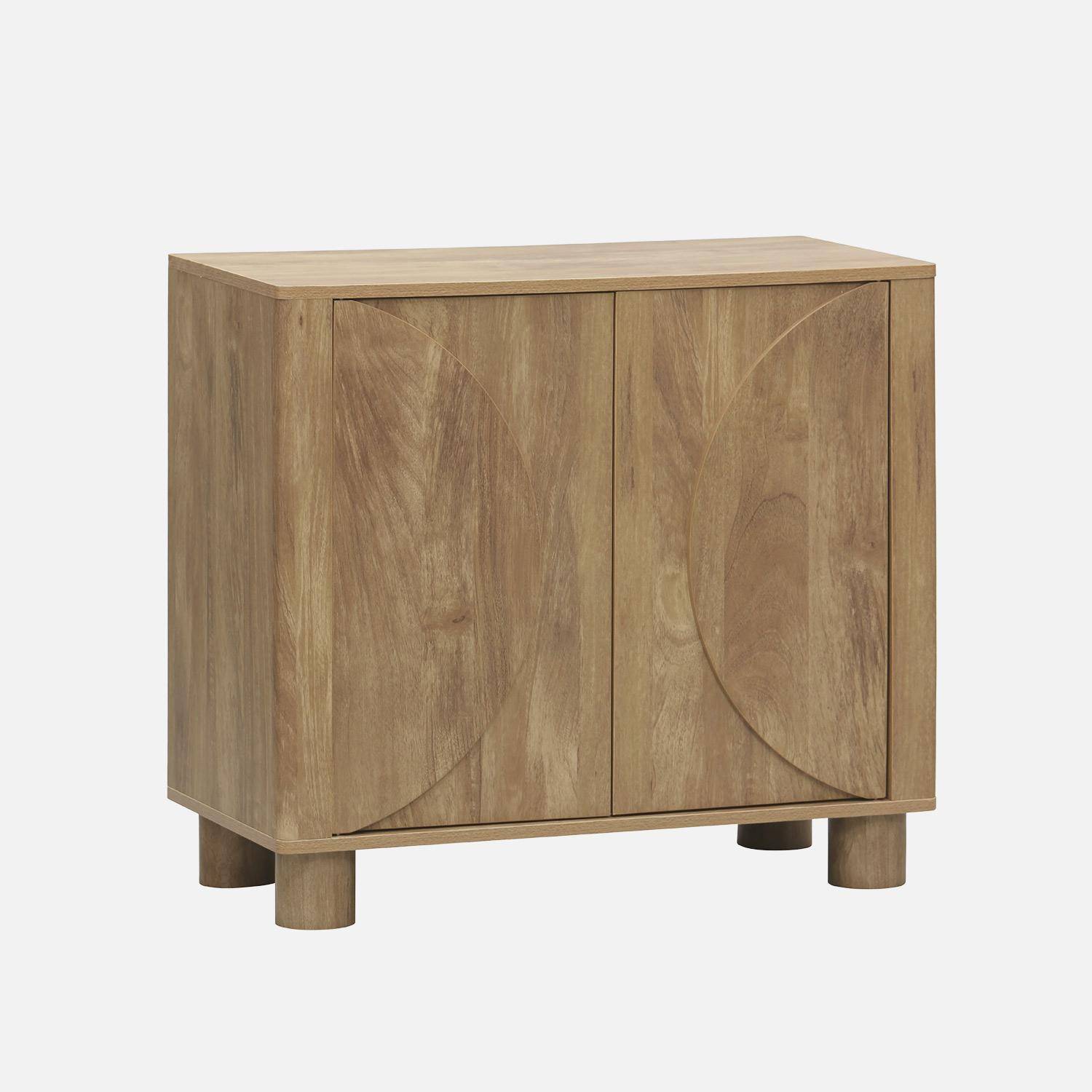 Buffet exótico efecto madera de mango con 2 puerta, 80cm, Pondi, Marrón dorado, 80x40x72 cm Photo2