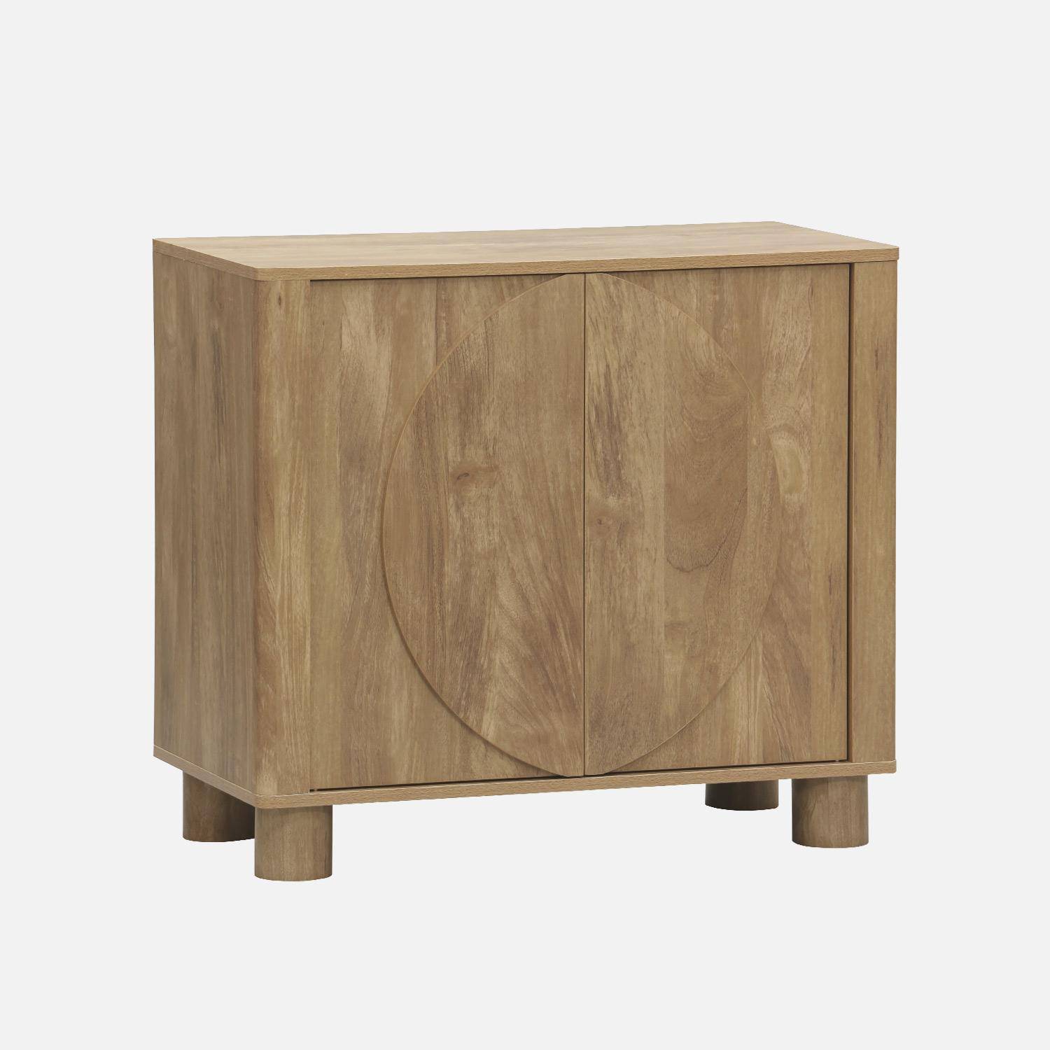 Buffet exótico efecto madera de mango con 2 puerta, 80cm, Pondi, Marrón dorado, 80x40x72 cm Photo1