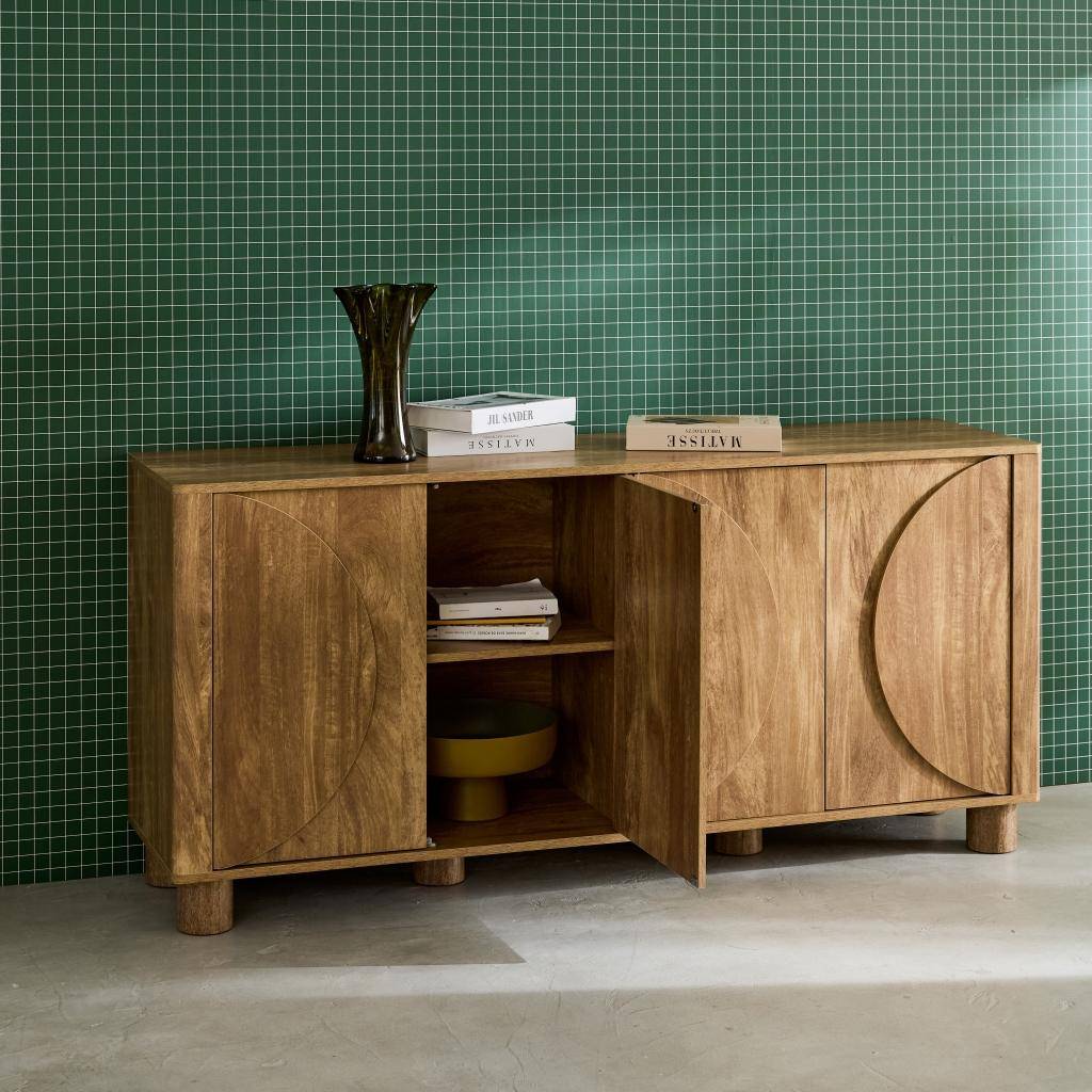 Exotic buffet mango wood effect 4 doors 155x40x72 cm - Pondi,sweeek,Photo3