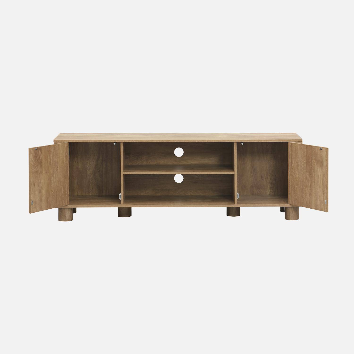 Meuble TV exotique effet bois de manguier 2 portes 155cm Pondi Photo3