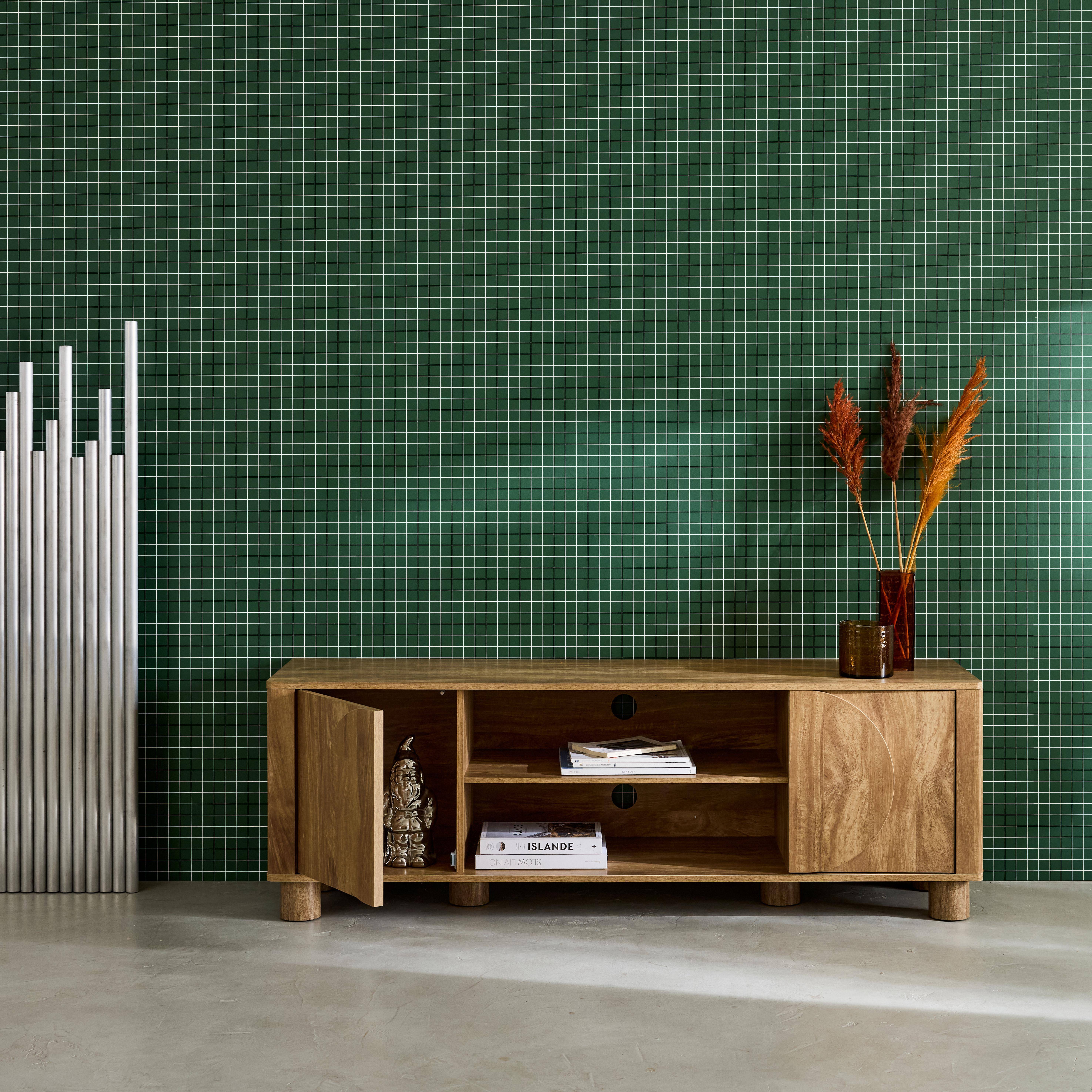 Exotisch TV-meubel effect mangohout 2 deuren L 155 x B 40 x H 72 cm - Pondi,sweeek,Photo3