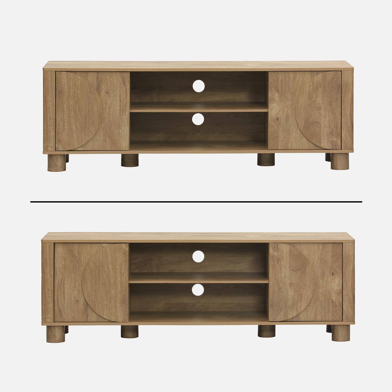 TV-Möbel mit Mango-Holzoptik und 2 wendbaren Türen 155cm - Pondi,sweeek,Photo7