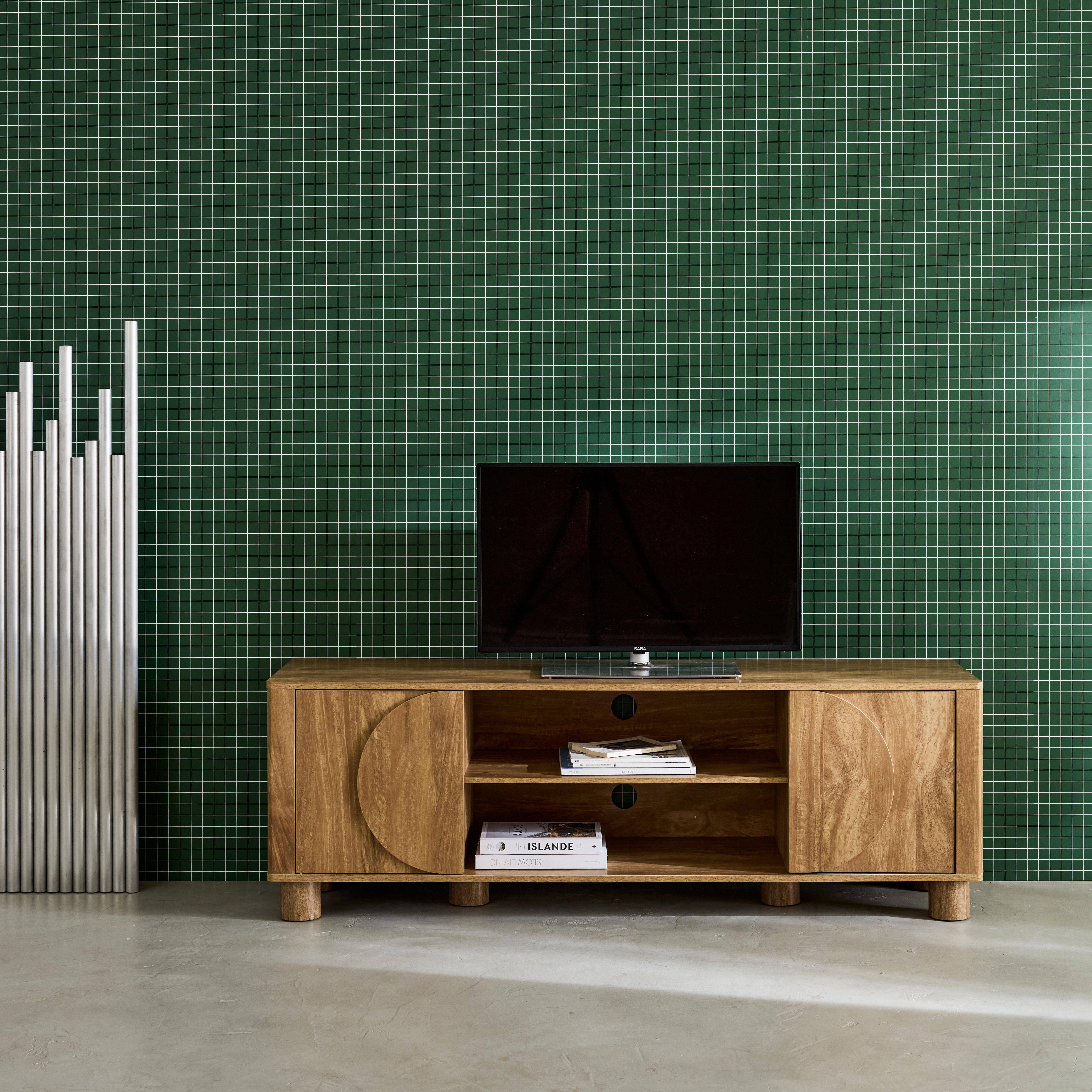 Exotisch TV-meubel effect mangohout 2 deuren L 155 x B 40 x H 72 cm - Pondi,sweeek,Photo1