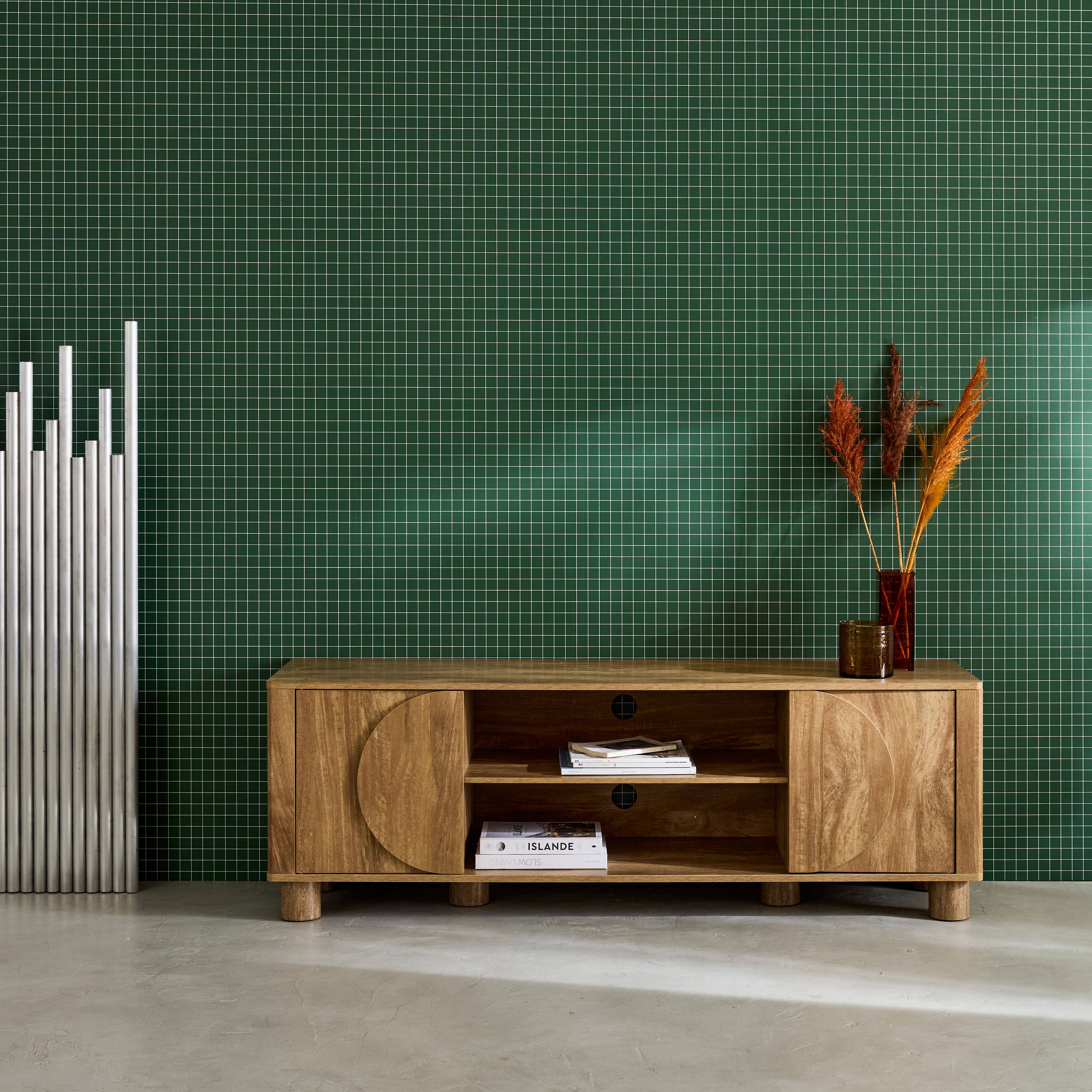 Exotisch TV-meubel effect mangohout 2 deuren L 155 x B 40 x H 72 cm - Pondi,sweeek,Photo2