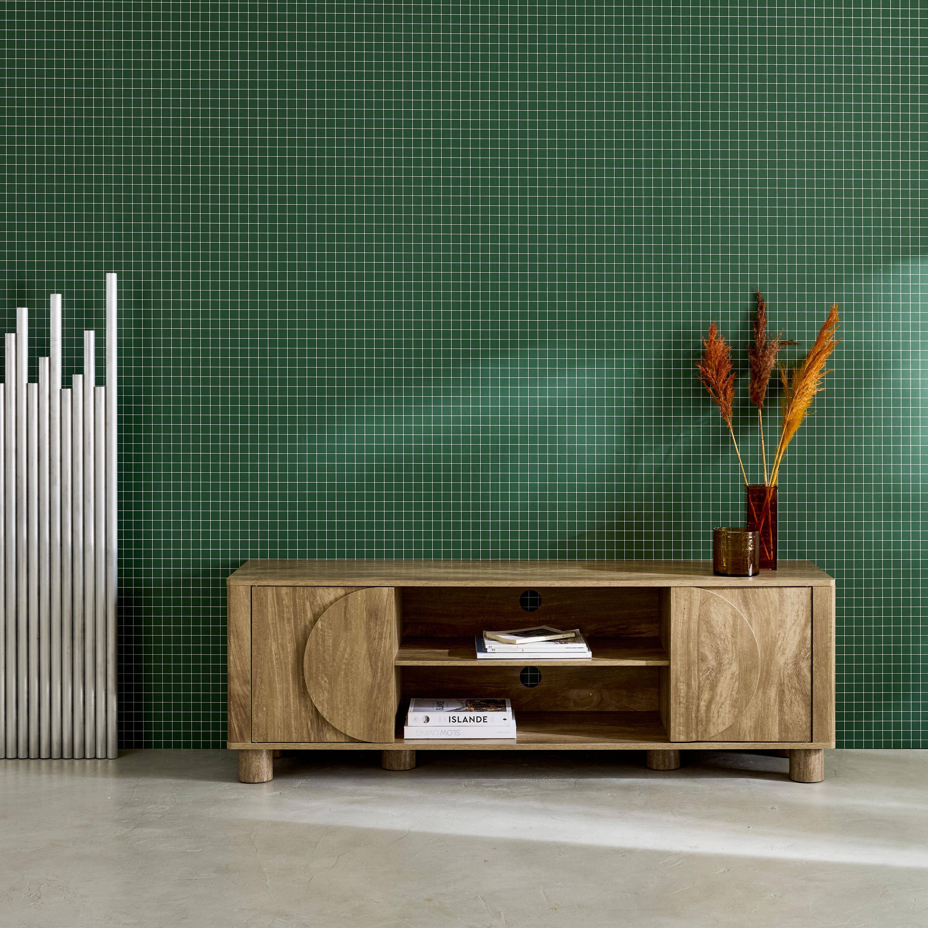 Meuble TV exotique décor bois de manguier 2 portes 155cm Pondi Photo4