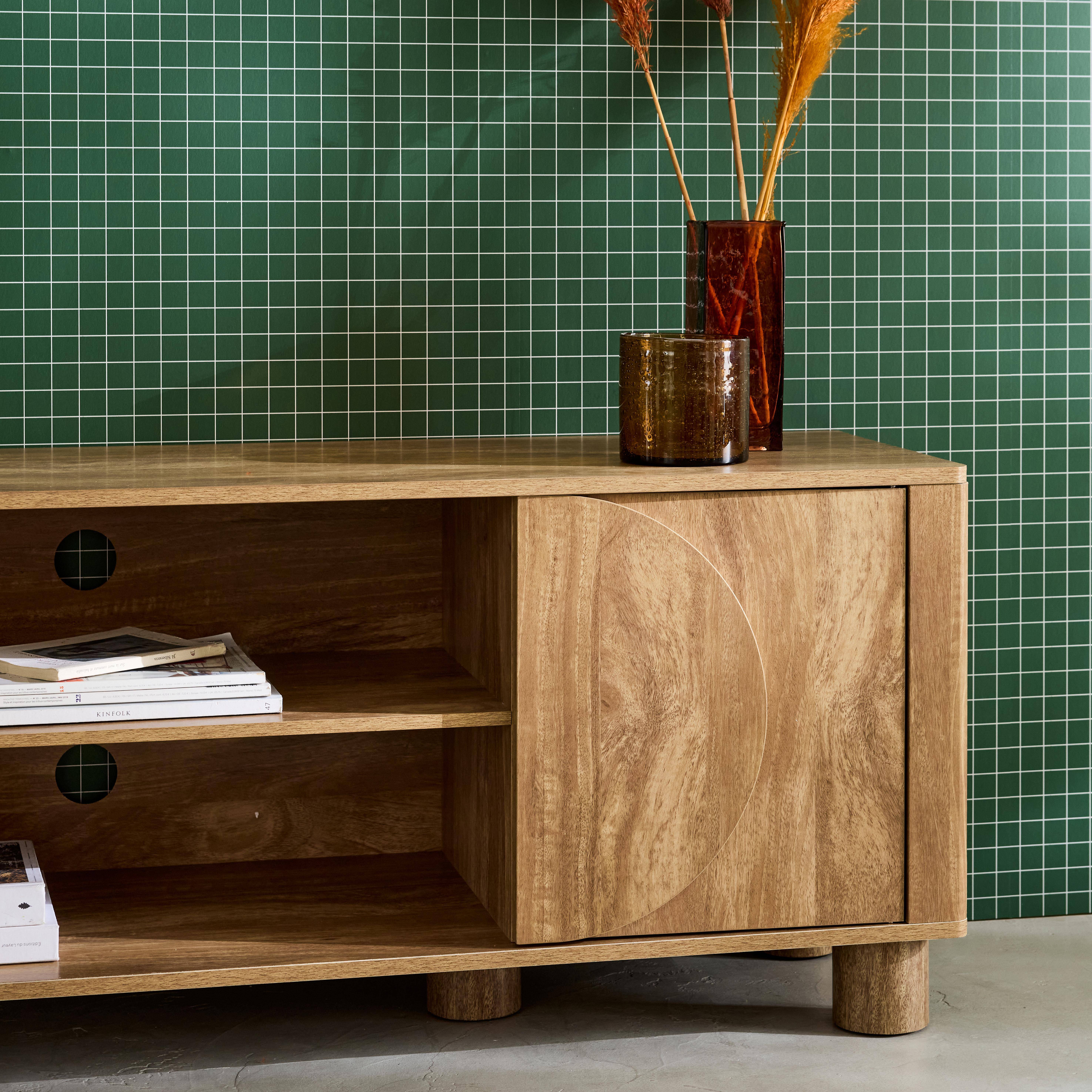 Exotisch TV-meubel effect mangohout 2 deuren L 155 x B 40 x H 72 cm - Pondi,sweeek,Photo4