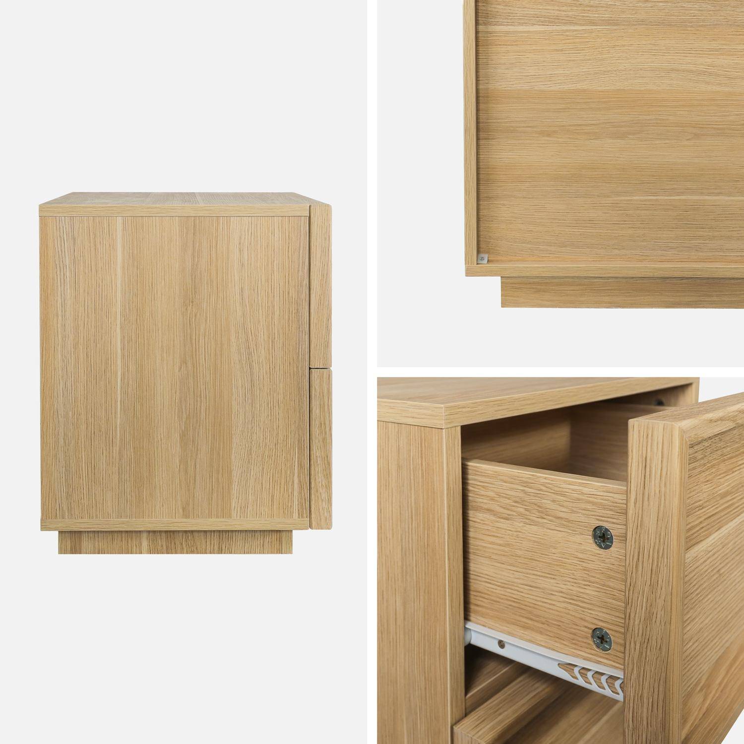 Table de chevet effet bois 2 tiroirs naturel L 42 x P 38 x H 48cm - Kuba Photo4