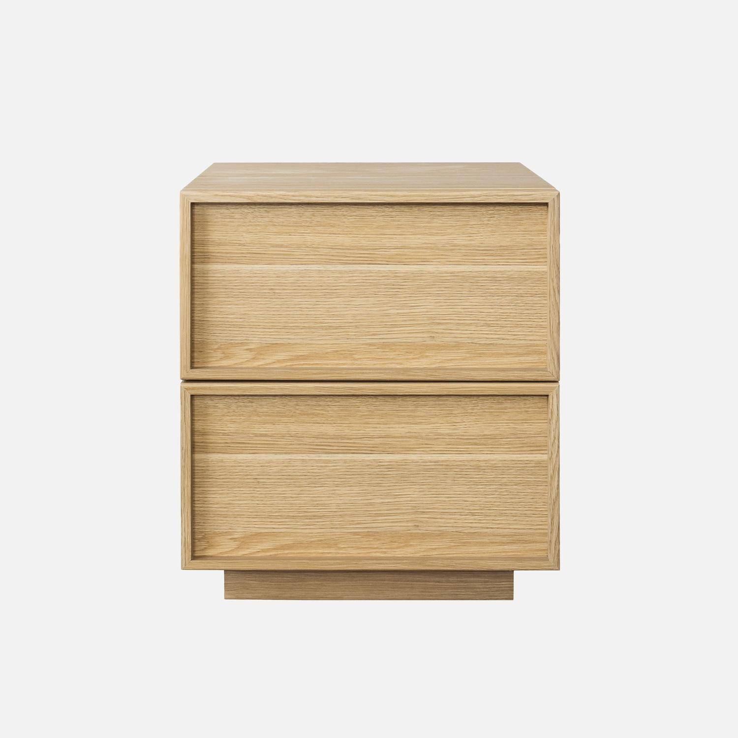 Table de chevet effet bois 2 tiroirs naturel L 42 x P 38 x H 48cm - Kuba,sweeek,Photo2