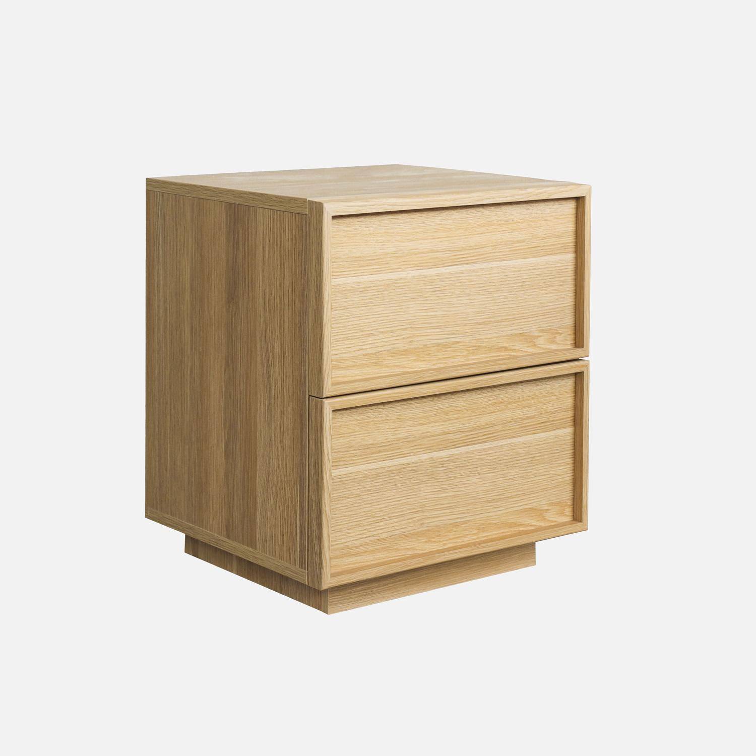 Table de chevet effet bois 2 tiroirs naturel L 42 x P 38 x H 48cm - Kuba Photo1