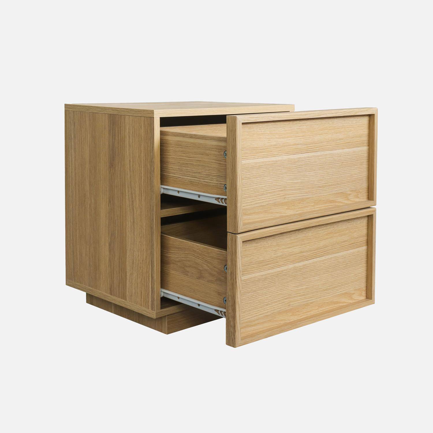 Table de chevet effet bois 2 tiroirs naturel L 42 x P 38 x H 48cm - Kuba Photo3