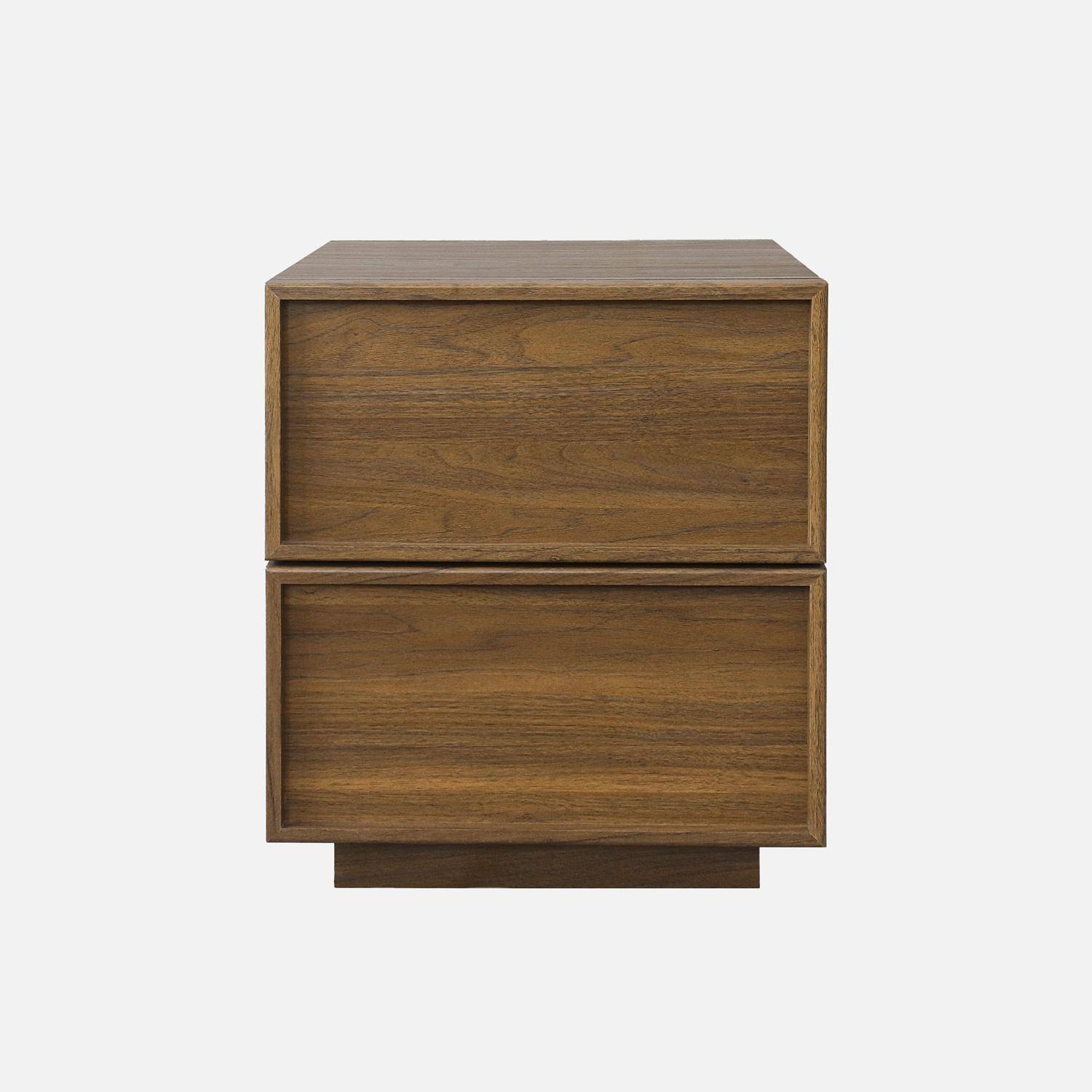 Table de chevet effet bois 2 tiroirs noyer L 42 x P 38 x H 48cm - Kuba Photo2