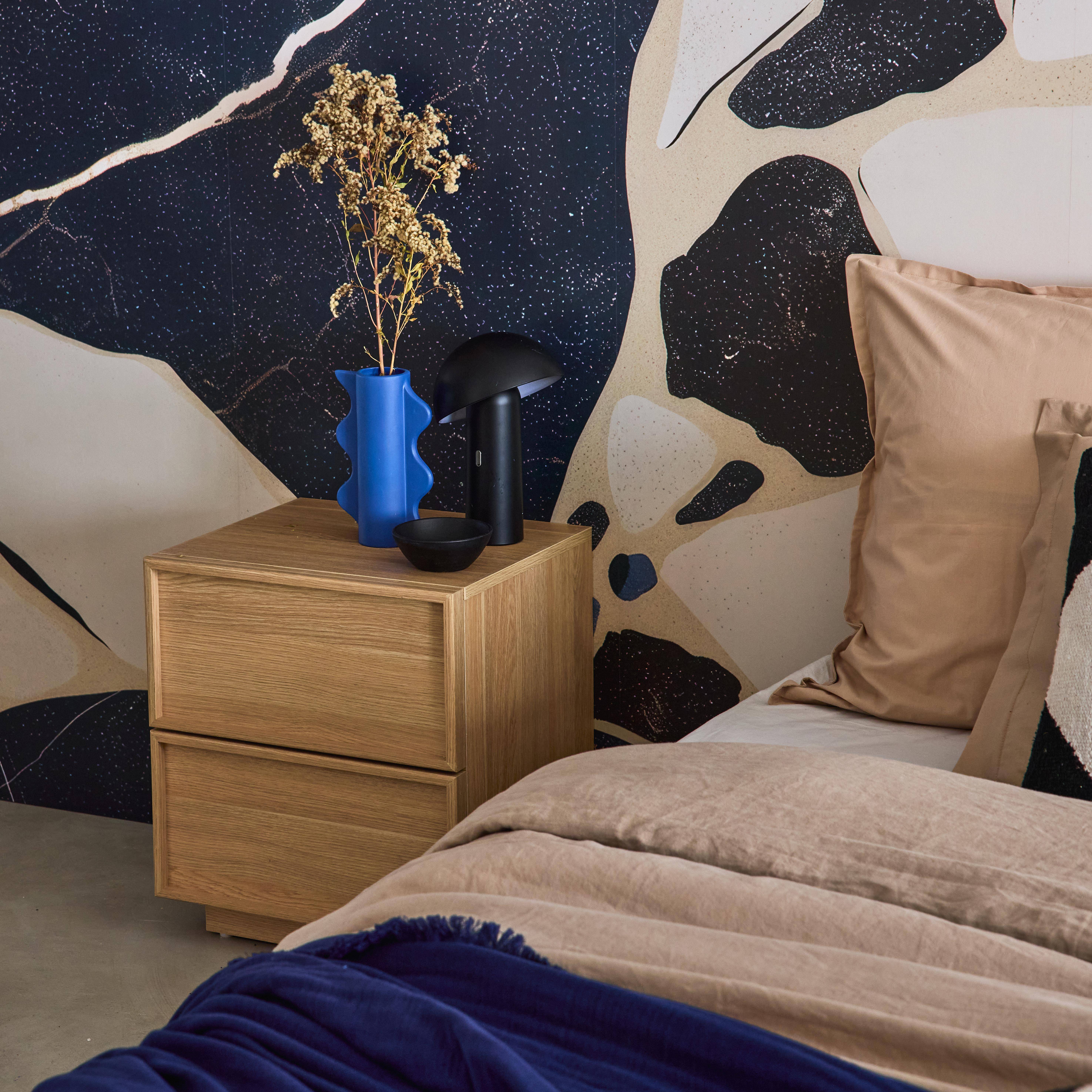 Set 2 comodini effetto legno 2 cassetti, Kuba, Marrone naturale, 42x38x48 cm,sweeek,Photo3