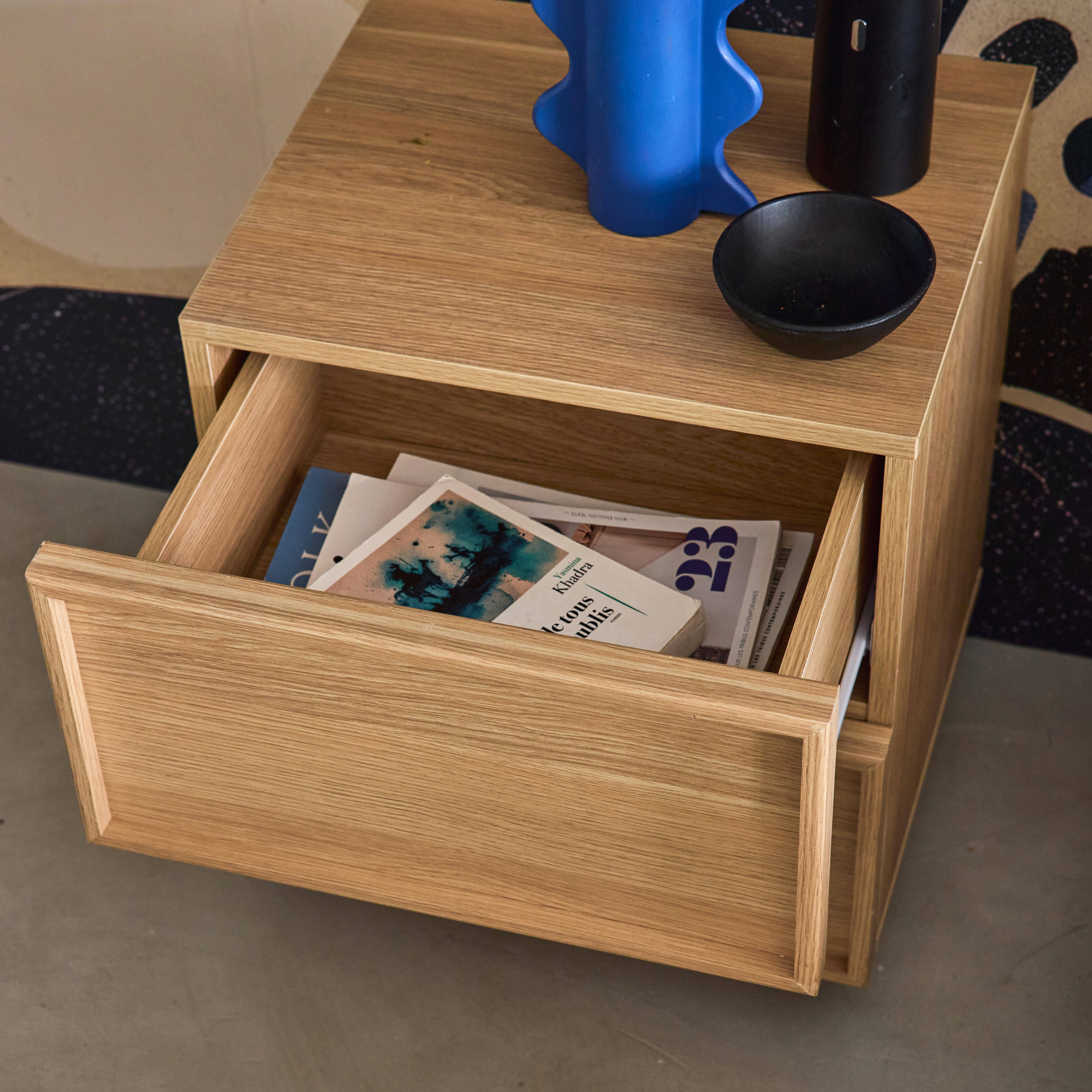 Set 2 comodini effetto legno 2 cassetti, Kuba, Marrone naturale, 42x38x48 cm,sweeek,Photo2