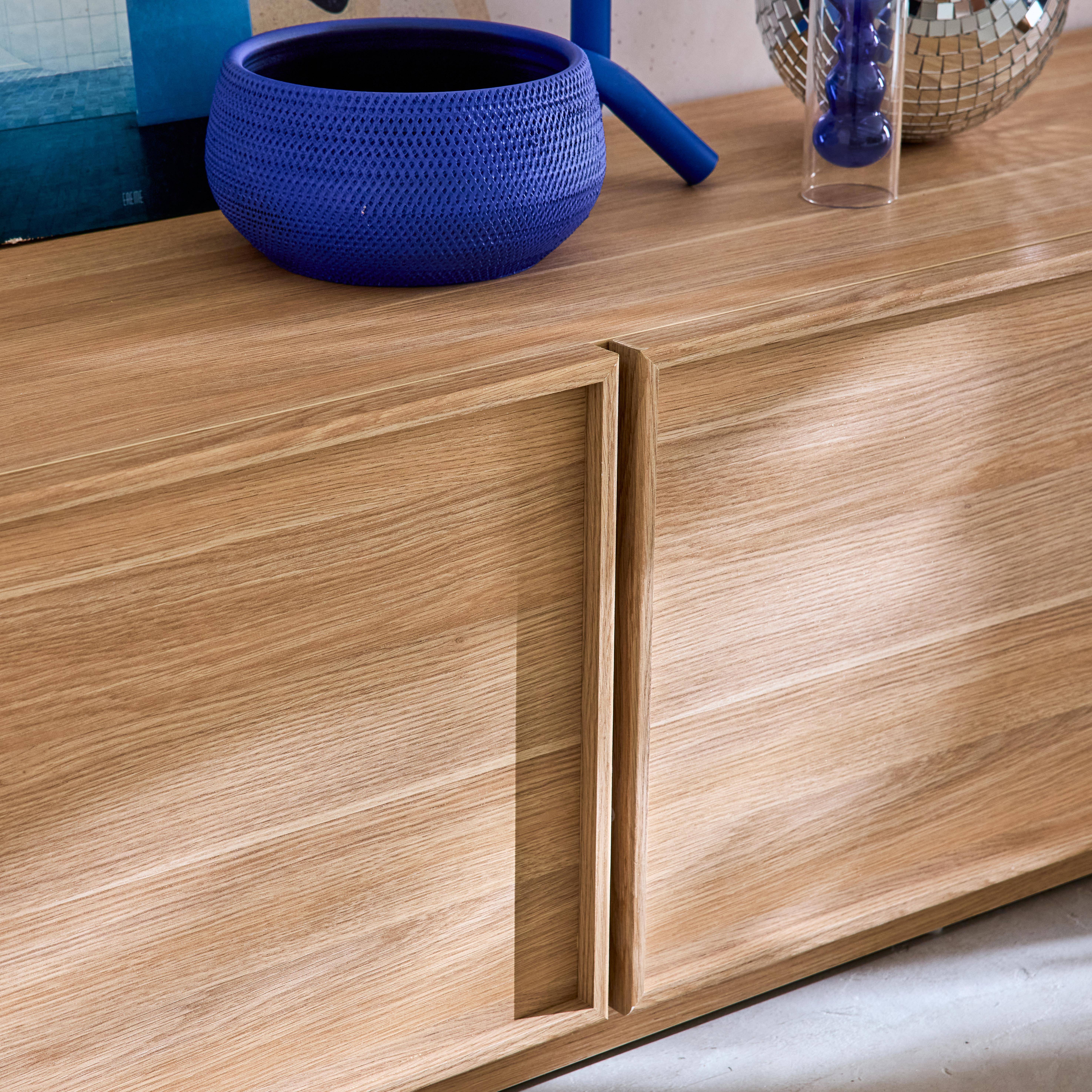 Wood decor TV stand with 3 natural doors, 180 cm | sweeek