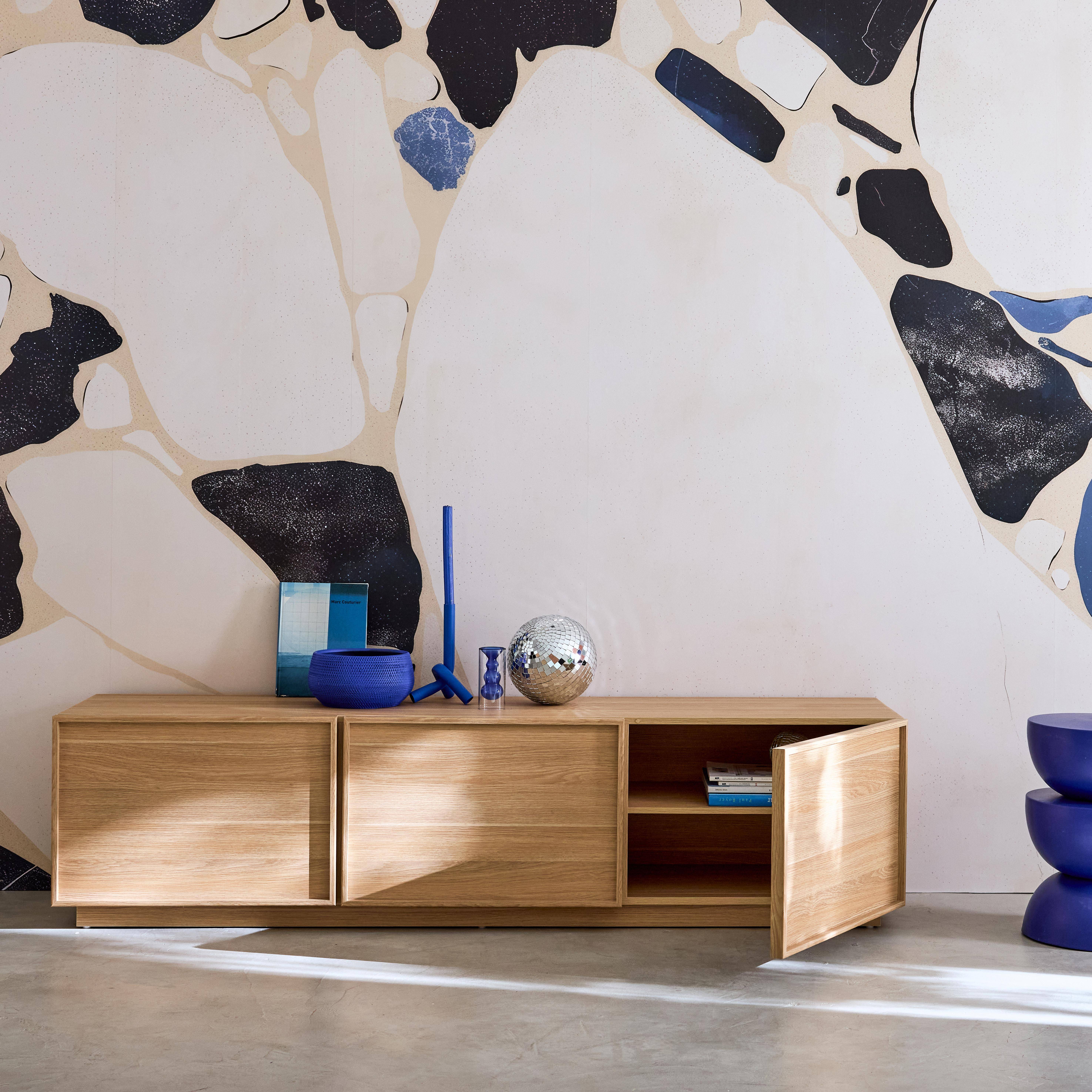 TV meubel houtlook 3 deuren naturel 180cm L 180 x B 43 x H 45cm - Kuba Photo3