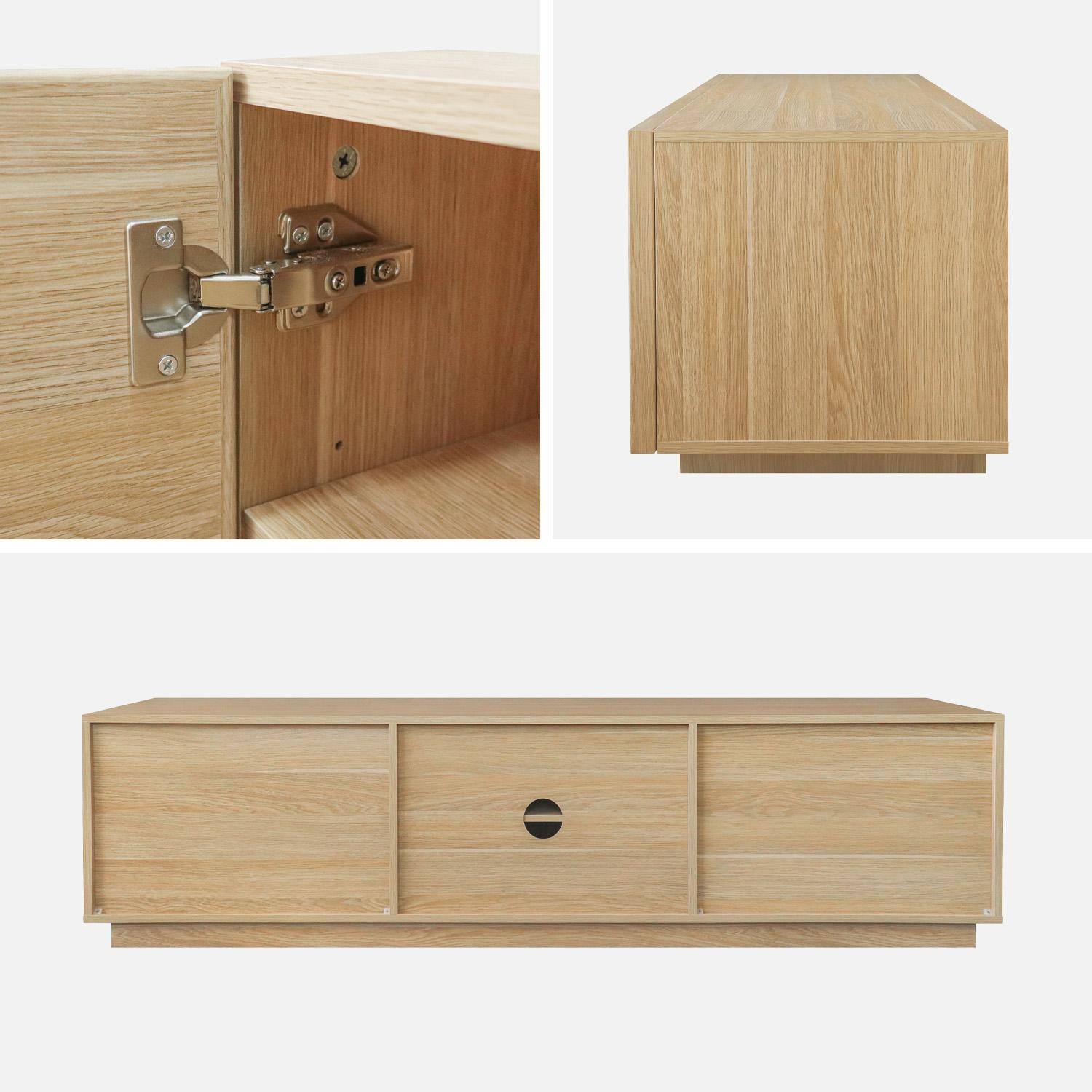 Wood decor TV stand with 3 natural doors, 180 cm, L 180 x D 43 x H 45 cm - Kuba,sweeek,Photo8