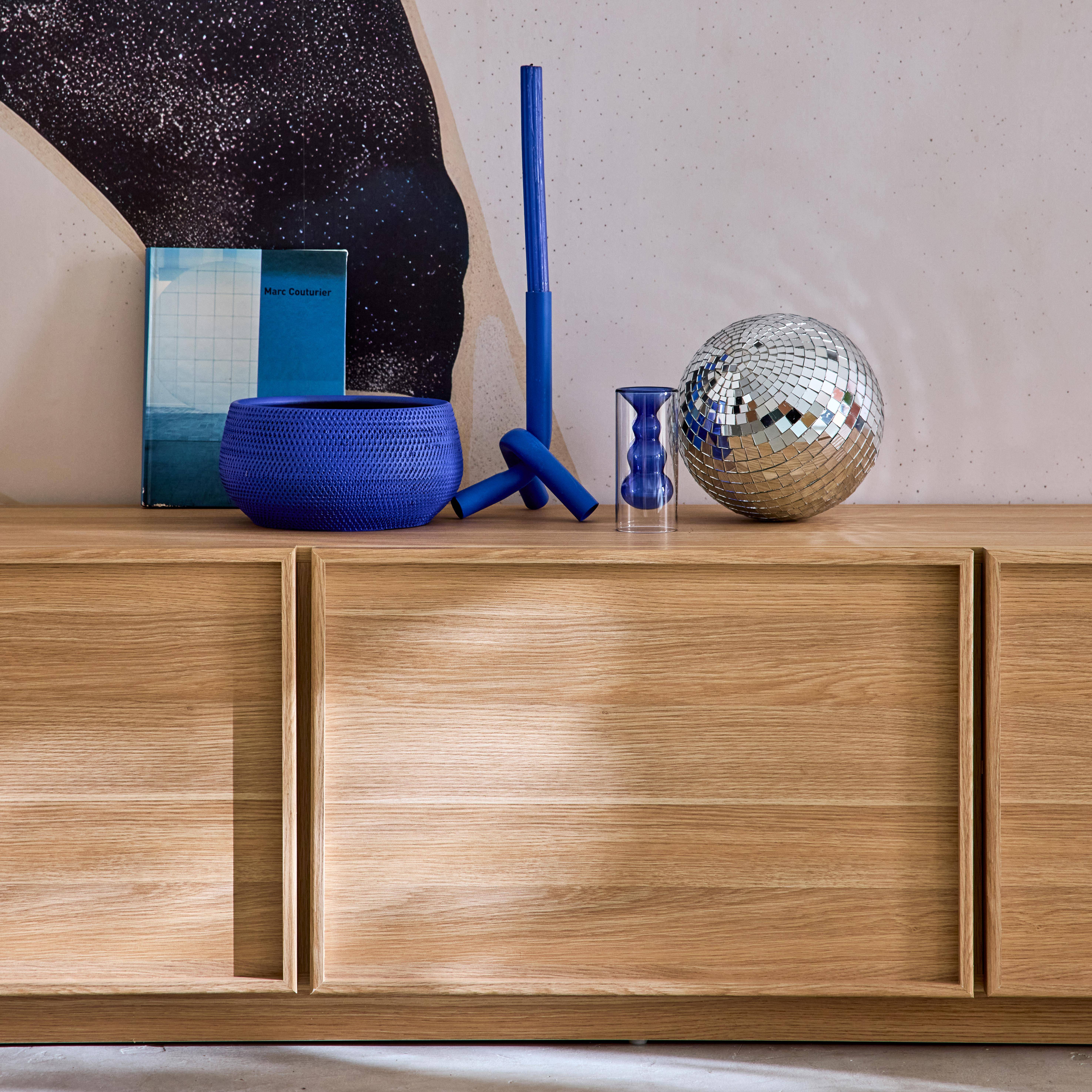 TV meubel houtlook 3 deuren naturel 180cm L 180 x B 43 x H 45cm - Kuba,sweeek,Photo6