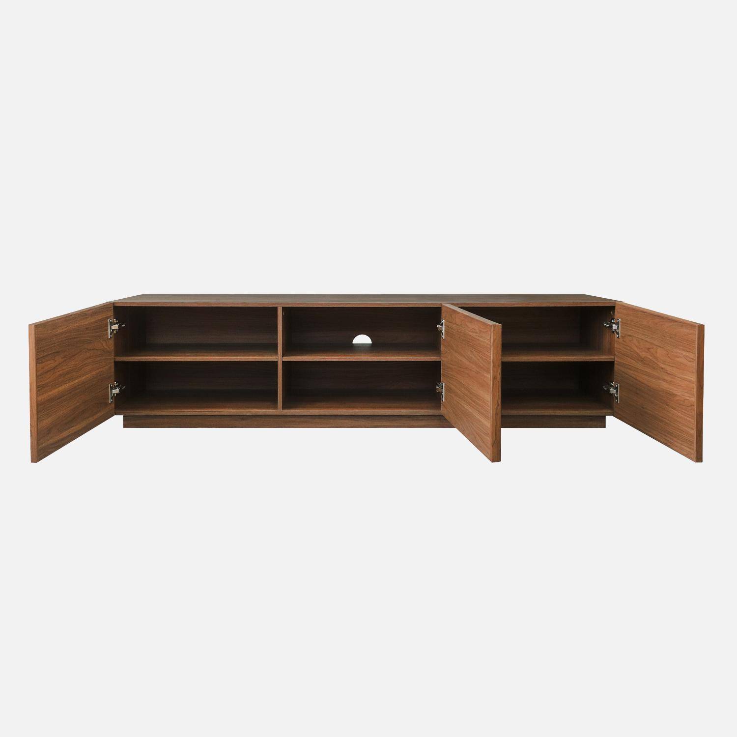 Meuble TV décor bois 3 portes noyer 180cm L 180 x P 43 x H 45cm - Kuba,sweeek,Photo3